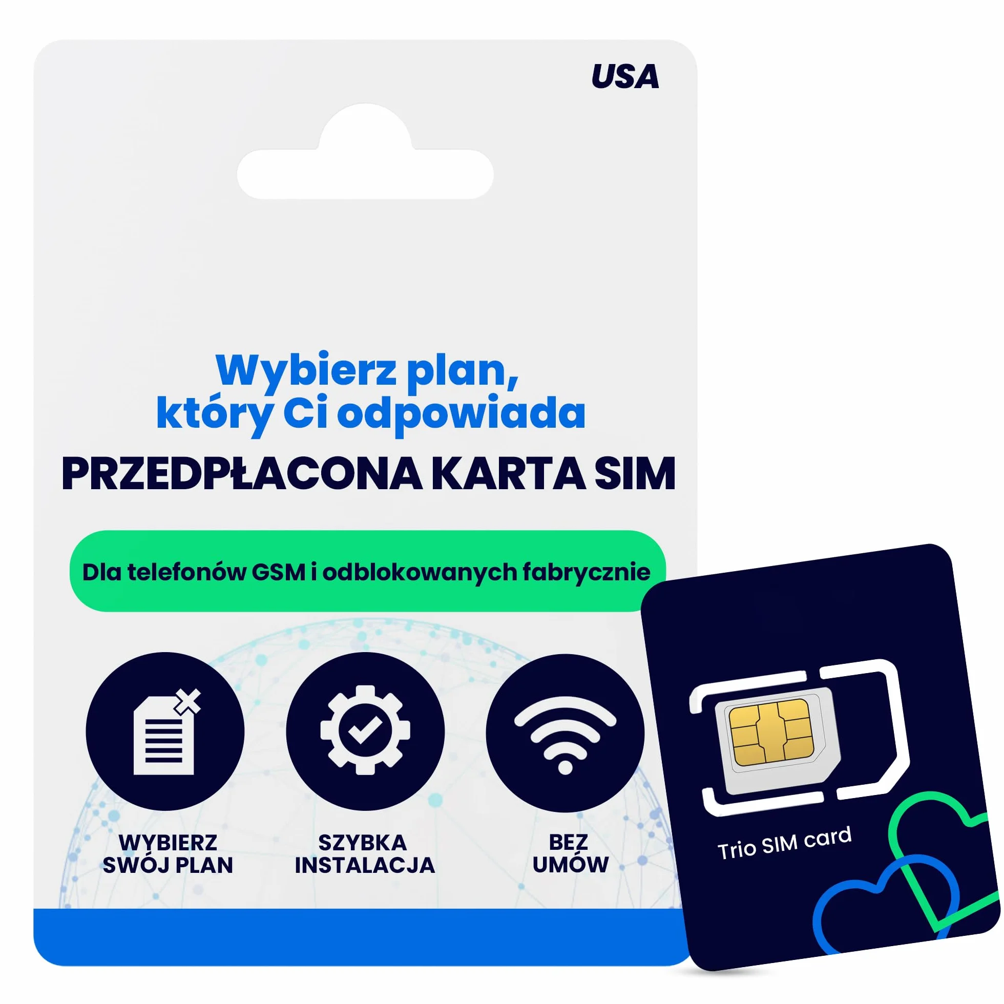 Lycamobile USA Pusta Karta SIM – 1 Sztuka, Szybki Internet 4G LTE/5G, Wybierz Minuty i Plan, Nielimitowane Rozmowy i SMS-y do 100+ Krajów, Szybka Aktywacja, Potrójne Cięcie 3w1, Bez Umowy