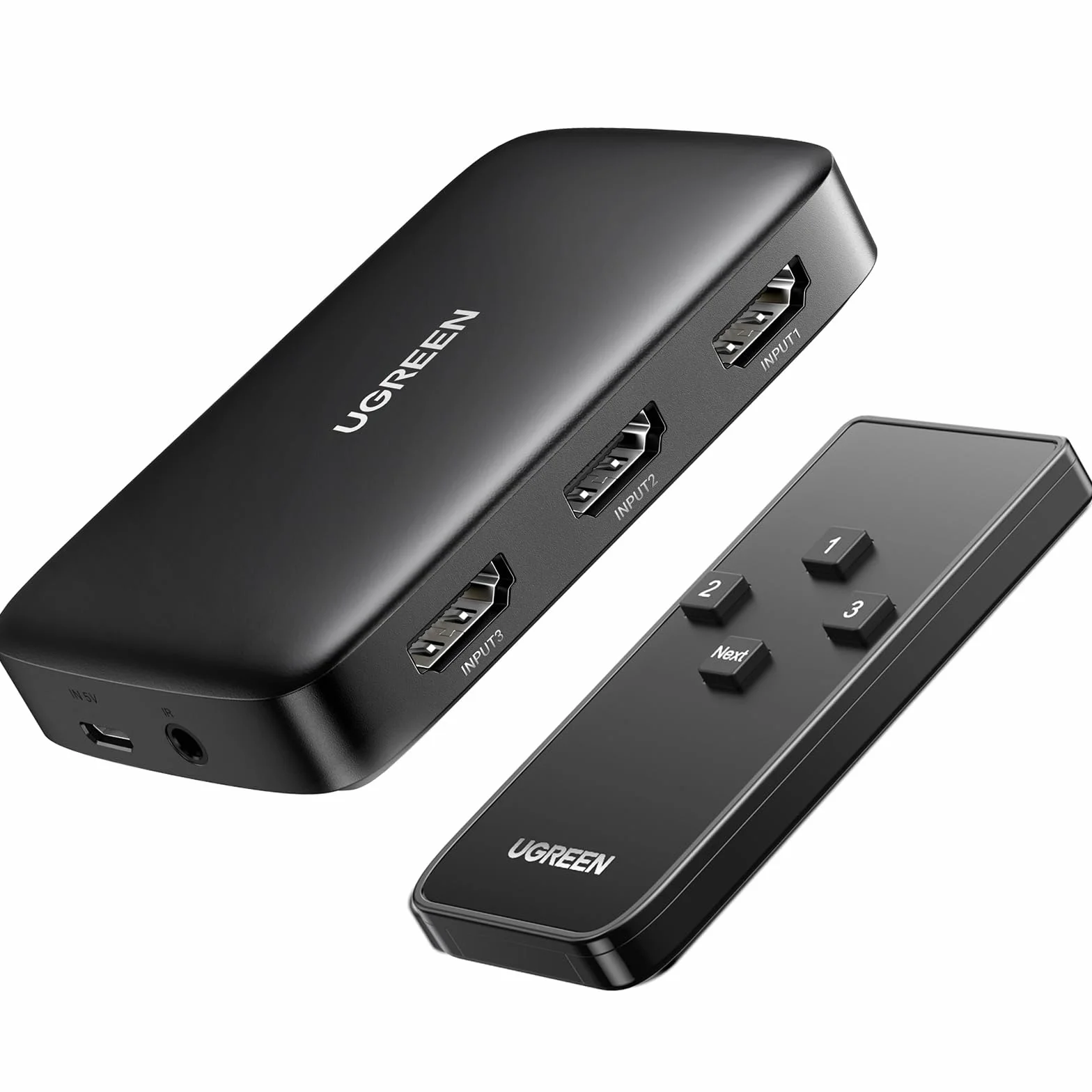 UGREEN Przełącznik HDMI 3 w 1 OUT HDMI Switcher Splitter obsługuje monitor 4K 3D HD, bezprzewodowy pilot zdalnego sterowania, kompatybilny z telewizorem, PS5/PS4/PS3, laptopem/PC, DVD, Blu-Ray, Xbox
