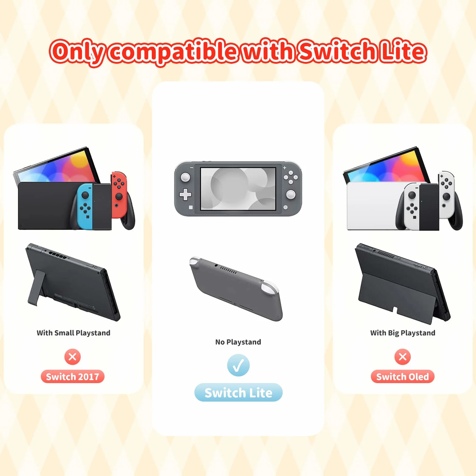 Kuitmor Etui ochronne do Switch Lite, Miękka Sylikonowa Osłona, Zabezpieczenie przed Zarysowaniami do Switch Lite wraz z 2 Nakładkami na Drążki - HLK Kremowy Biały