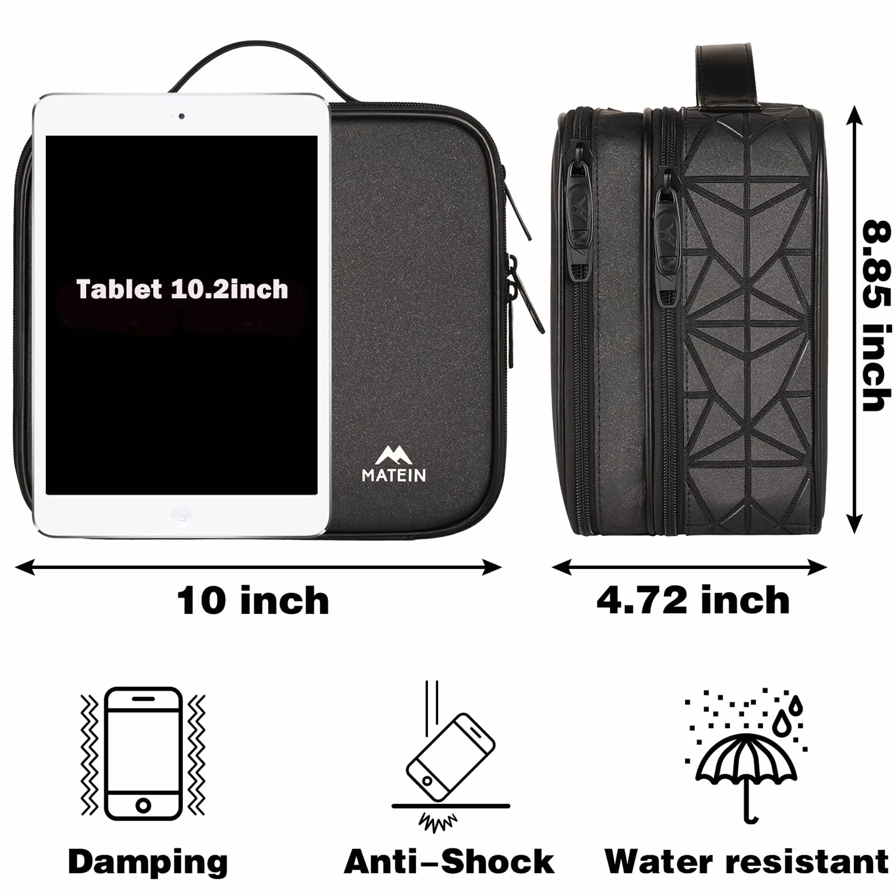 MATEIN Torba z organizerem kabli, 2-warstwowa podróżna torba na elektronikę, wodoodporna, odporna na uderzenia, podróżna torba z organizerem na kabel USB, powerbank, mysz, czarnyÓ