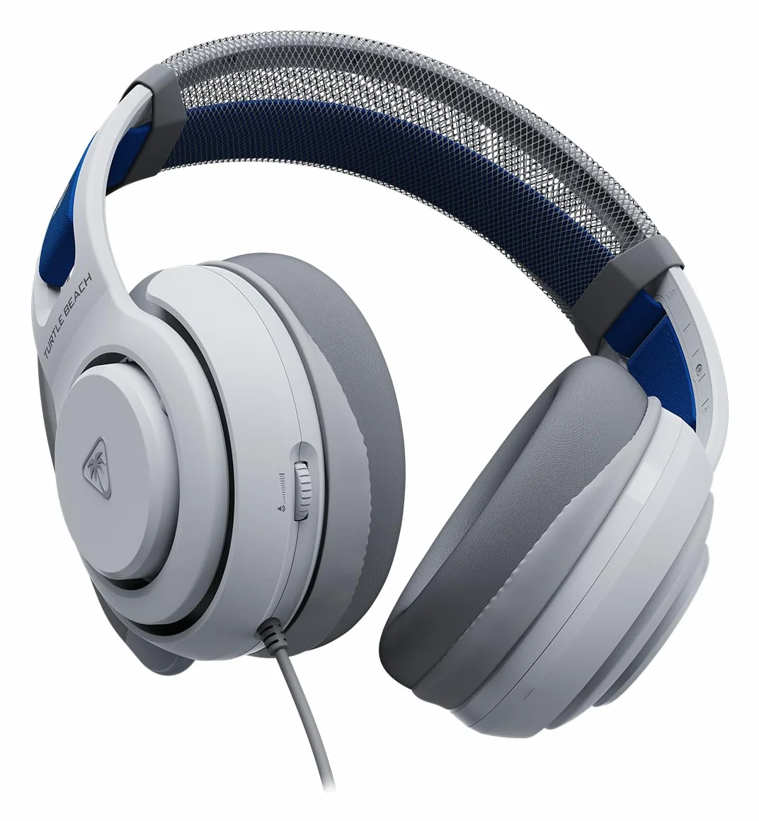 Turtle Beach Atlas 200 oficjalnie licencjonowanych białych przewodowych słuchawek do gier PlayStation, PS5, PS4, 50 mm Nanoclear, mikrofon flip-to-mute, nauszniki z pianki pamięci, ruchomy pałąk