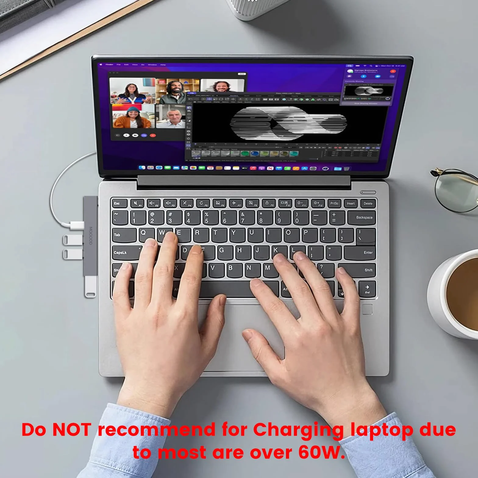 MOGOOD USB C Hub rozdzielacz USB C do laptopa, wieloportowy adapter z 60 W PD, 5 Gbps, obsługuje MacBook, Chromebook
