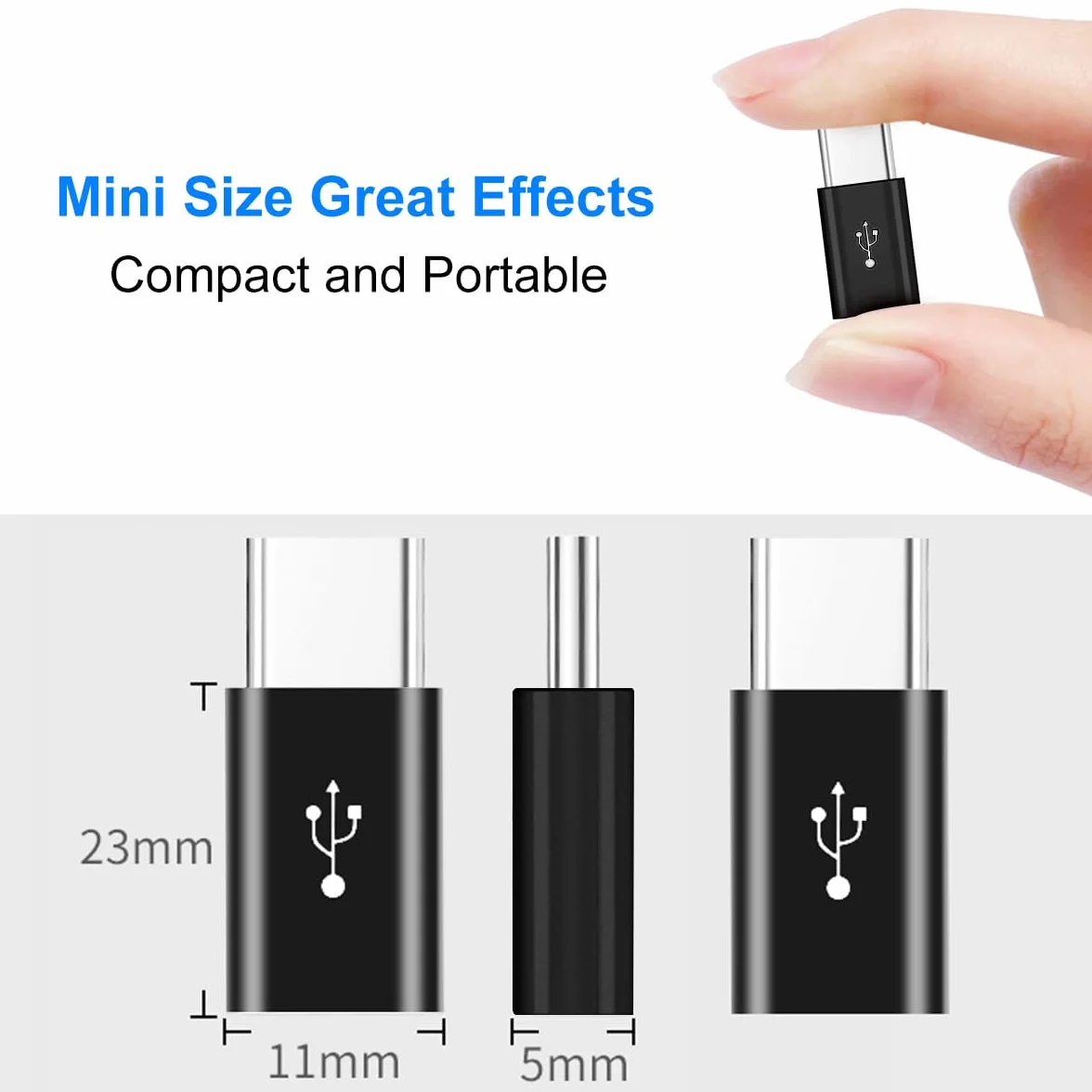 Adapter micro USB na USB C, 2 sztuki, USB typu C męski na micro USB żeński adapter USB C kompatybilny z Samsung Galaxy, Huawei, telefonami typu C, tabletami i innymi (czarny)