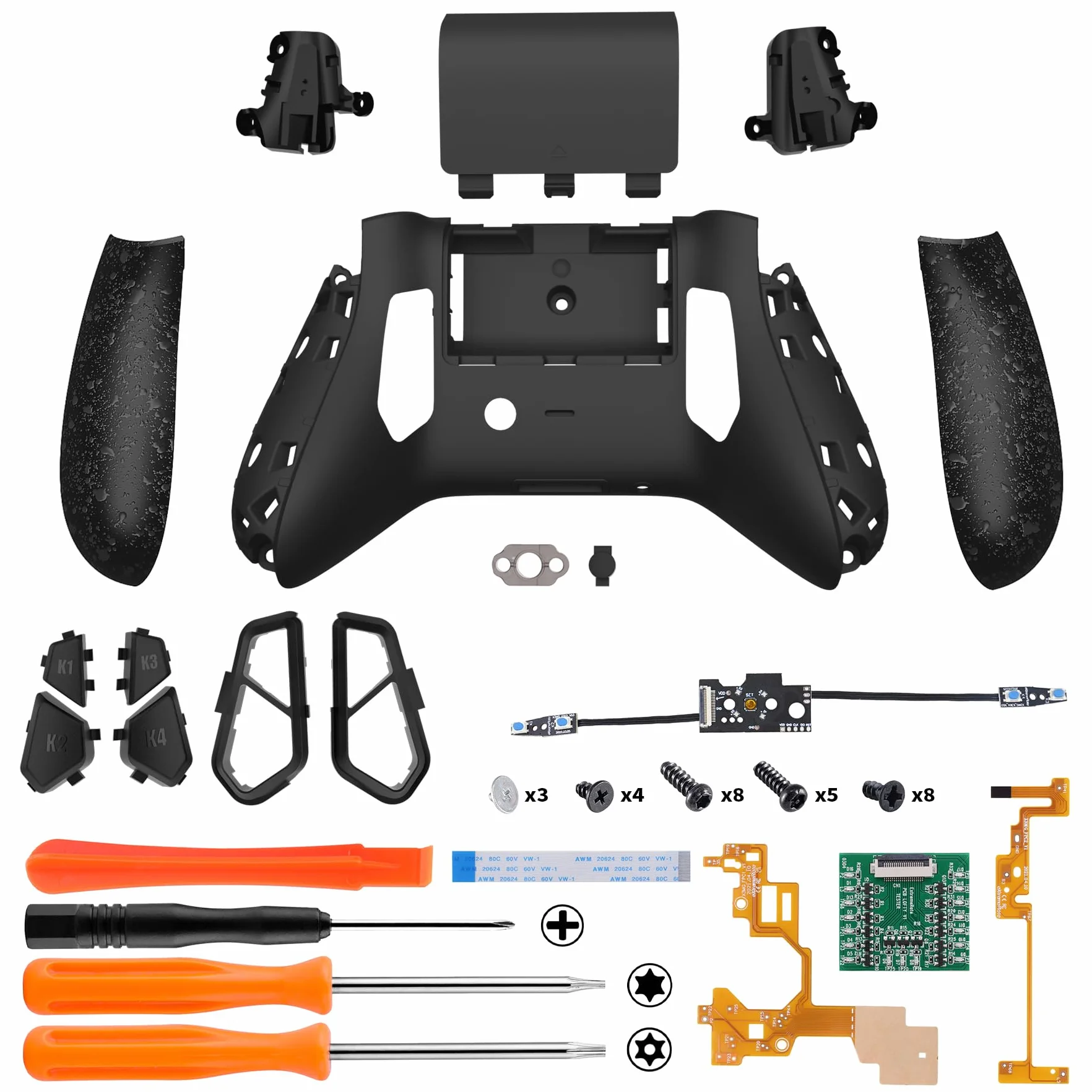 eXtremeRate VICTOR X Remap Kit do Kontrolera Xbox Series X/S, 6 Profili & Przeprojektowana Tylnu Obudowa & Szyny Boczne & 4 Tylu Przyciski do Kontrolera Xbox Core — Teksturowana Czarny