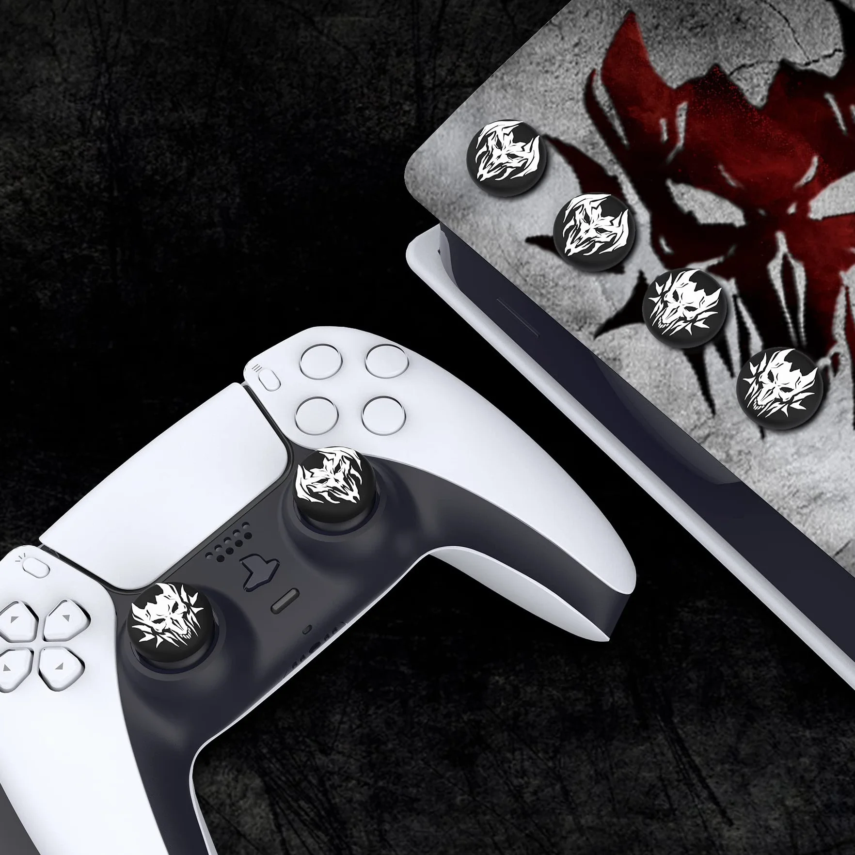PlayVital 4PCS Thumb Grip Caps do ps5 Controller Nakładki na kciuk do ps4,Analogowa Osłona Sztyftu kompatybilny z Xbox Series X/S,Uchwytami na Kciuki do Switch Pro-Demony Licha