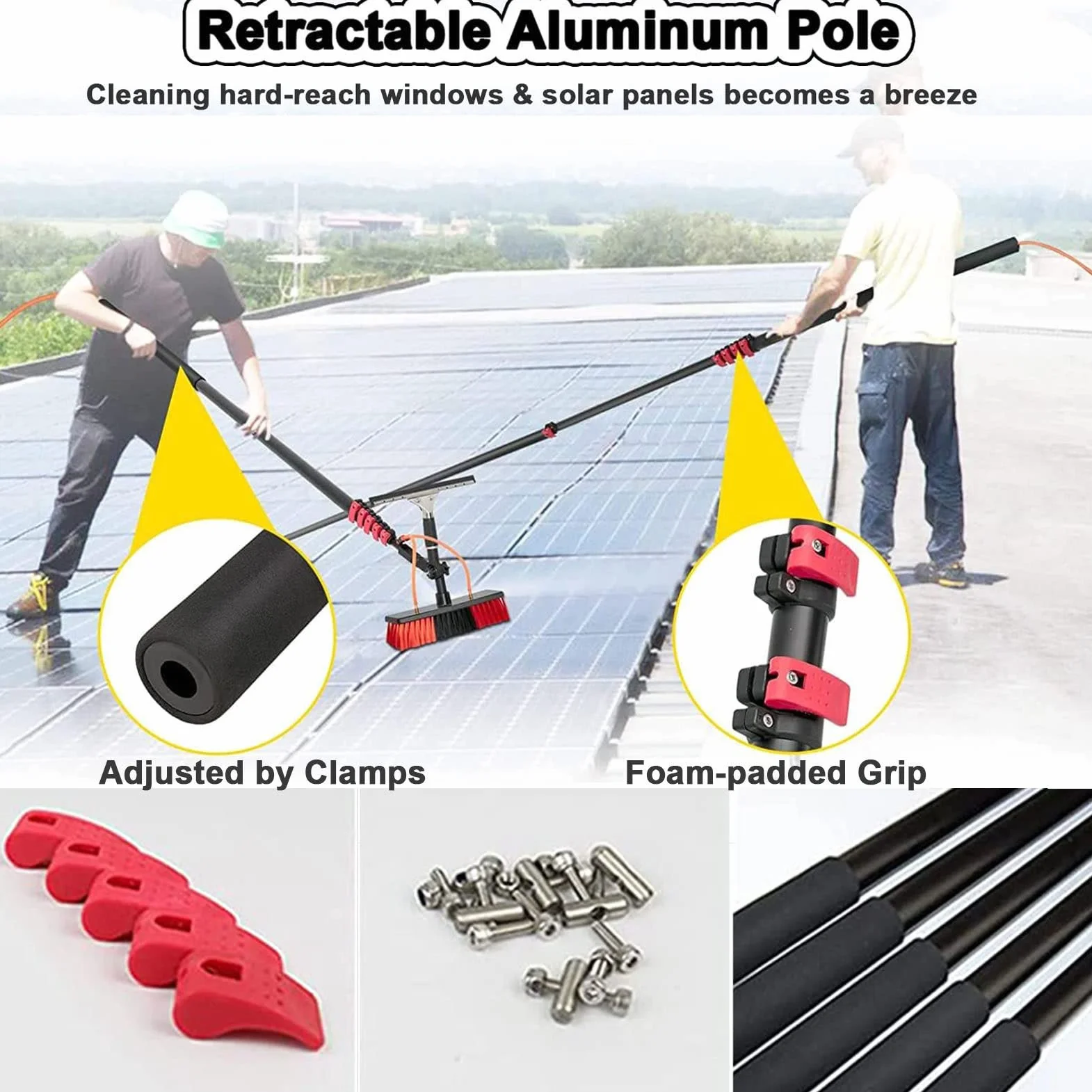 Telescopic Window Cleaner Kit 3.6-12m Pole Water Fed Brush for Solar Panels