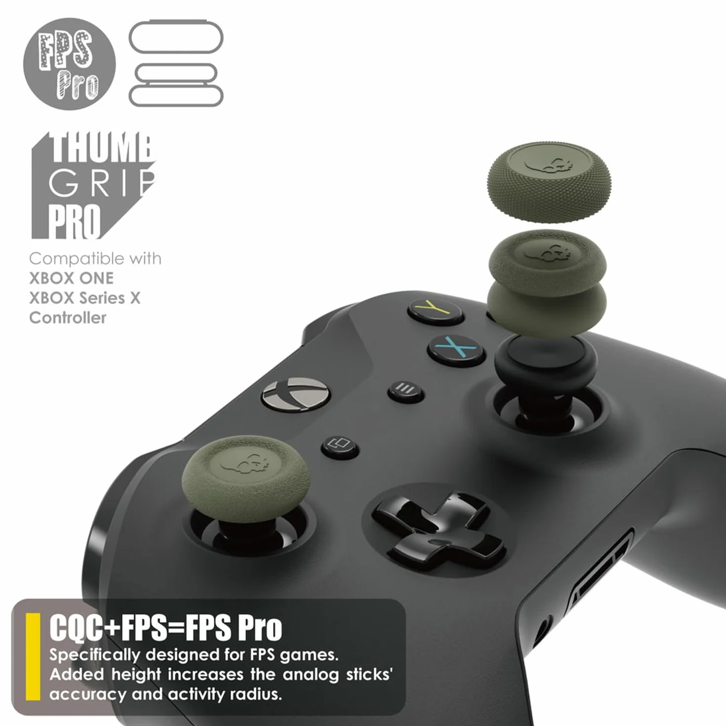 Skull & Co. Skin, CQC und FPS Daumengriff-Set Joystick-Kappe Analog-Stick-Kappe für Xbox Controller- Schwarz, 3 Paare(6Stk)