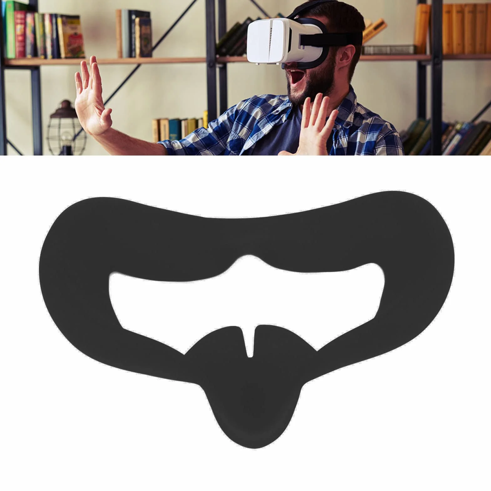 Silikonowa Osłona Twarzy VR, Okulary VR Silikonowa Maska ​​na Oczy Oddychająca Osłona Przeciw Poceniu Osłona Ochronna VR do Zestawu Słuchawkowego do Gier 2(czarny)