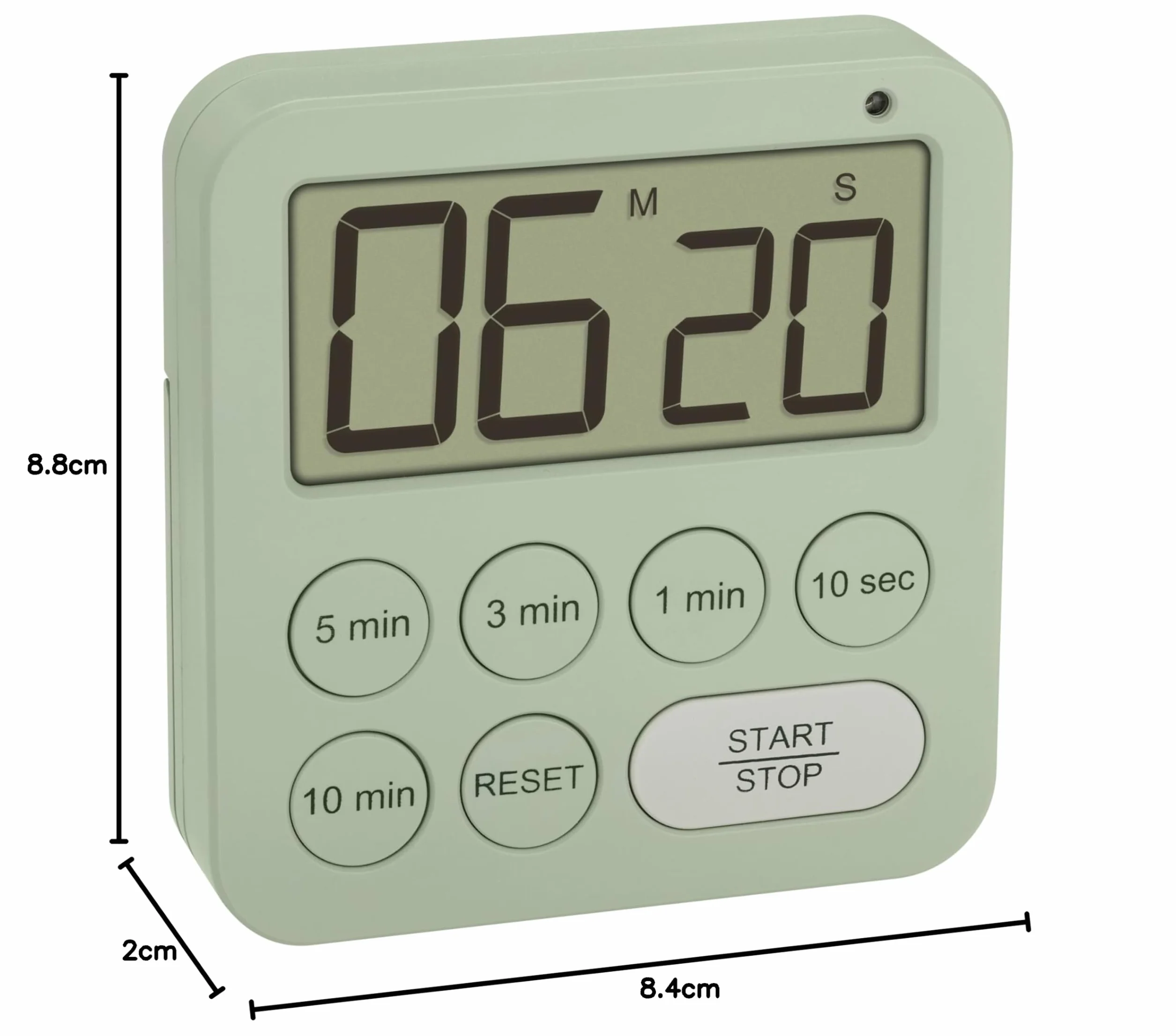 TFA Dostmann Cyfrowy timer do uprawiania sportu/kuchni/nauki, 38.2056, ze stoperem, magnetyczny, z 3 poziomami głośności, szybki wybór, duży wyświetlacz, wizualne światło ostrzegawcze LED, zegar na