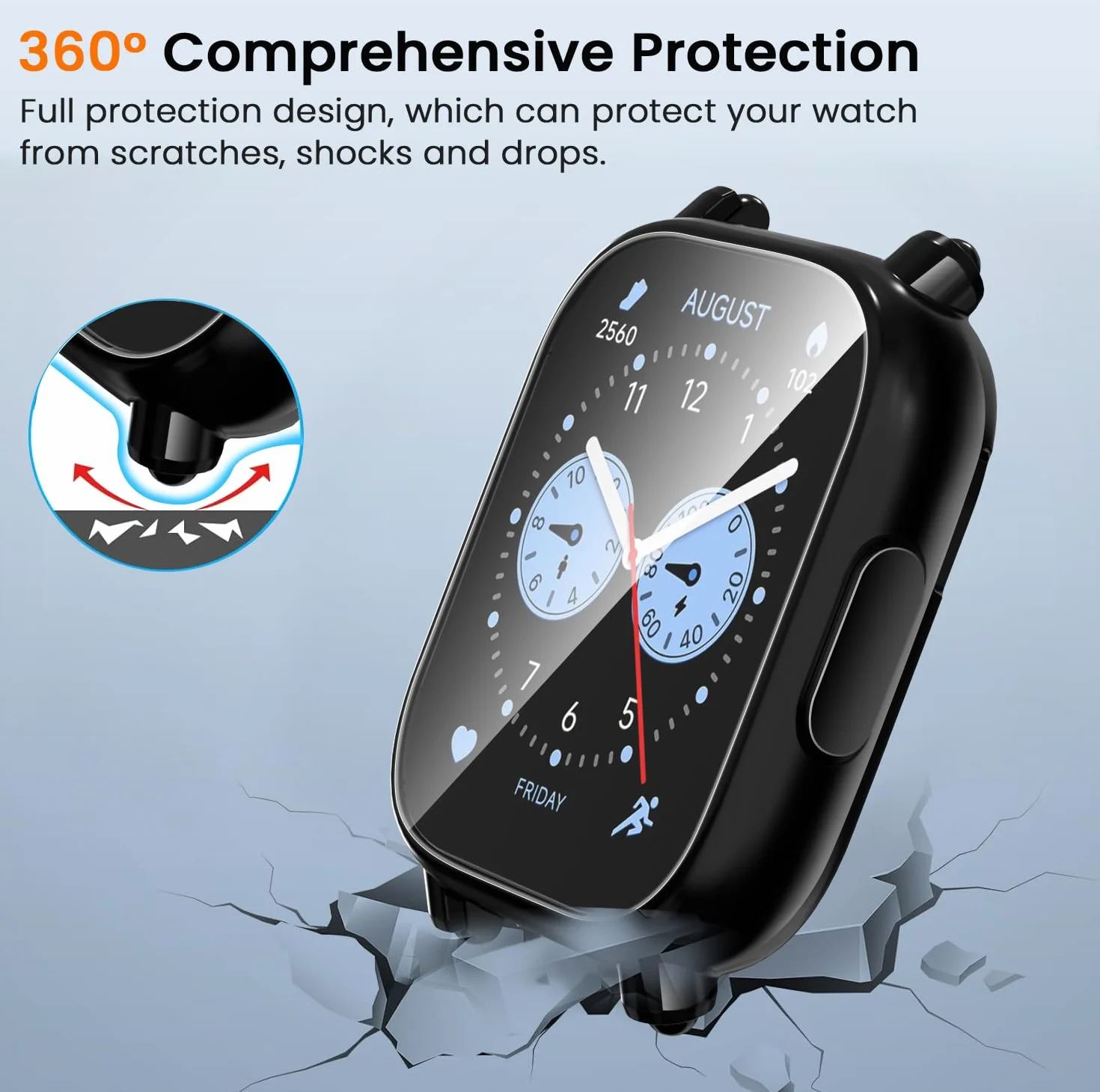 ivoler 3 szt. Obudowa z Folią Ochronną dla Xiaomi Redmi Watch 5 Lite (nie dla Redmi Watch 5) – pełne pokrycie, ultracienka miękka TPU, czarna