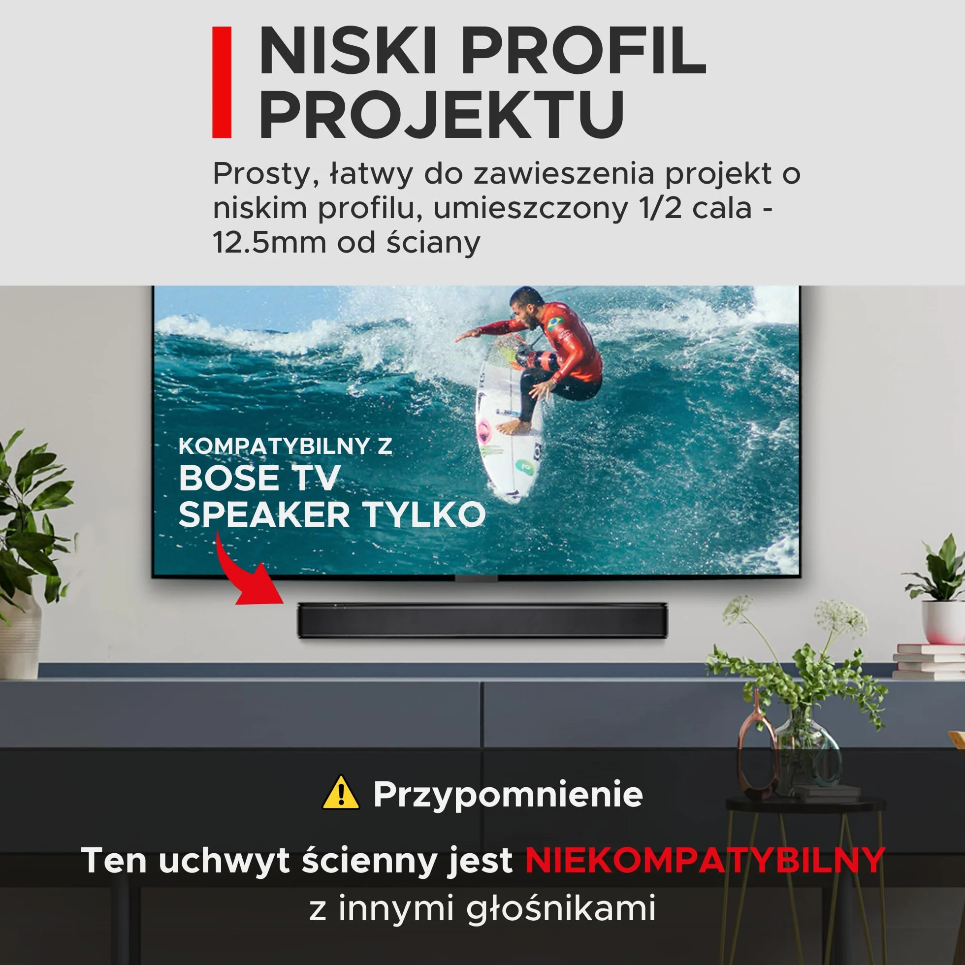 Uchwyt ścienny do głośnika telewizyjnego, kompatybilny tylko z głośnikami TV Bose, zestaw głośników telewizyjnych, w komplecie z pełnym zestawem akcesoriów montażowych, nadaje się tylko do głośników
