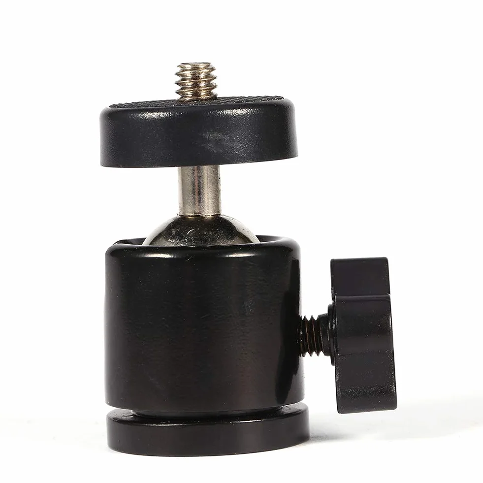 Głowica kulowa 360 stopni, Mini uchwyt kulowy 360° do statywu do aparatu 1/4 cala i 3/8" Flash Support