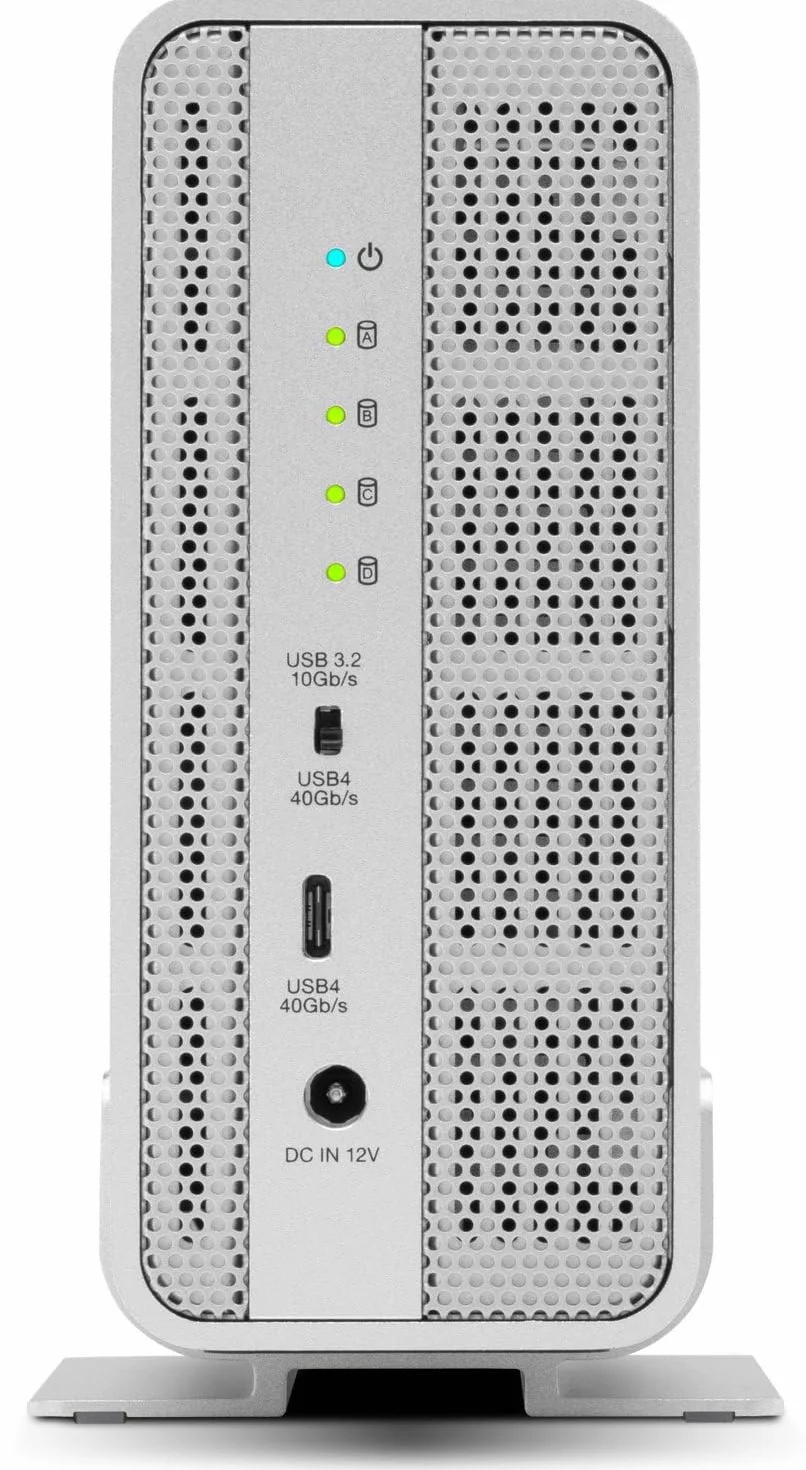 OWC Express 4M2 USB4 Obudowa 4 gniazda NVMe M.2 2230/2242/2280 SSD | do 3200 MB/s | RAID 0/1/4/5/10/JBOD | Kompatybilny z komputerami Mac/PC | Aluminium | Cichy | Kabel USB-C w zestawie | bez SSD bez
