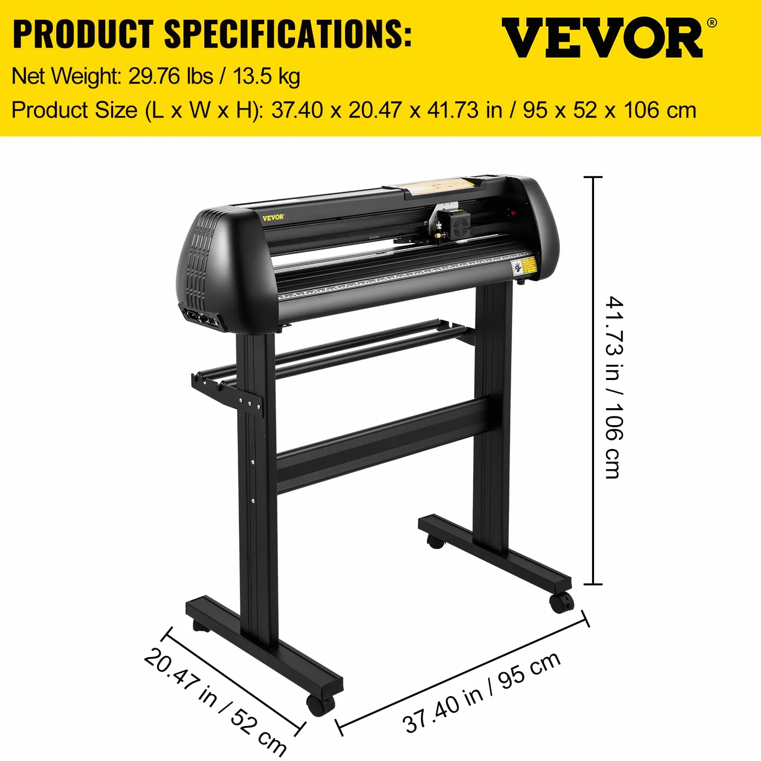 VEVOR Plotter do cięcia winylu 720 mm z oprogramowaniem SignMaster, maszyna do cięcia winylu, wysokiej precyzji panel cyfrowy LED interfejs USB i COM Pięć rolek do wycinania