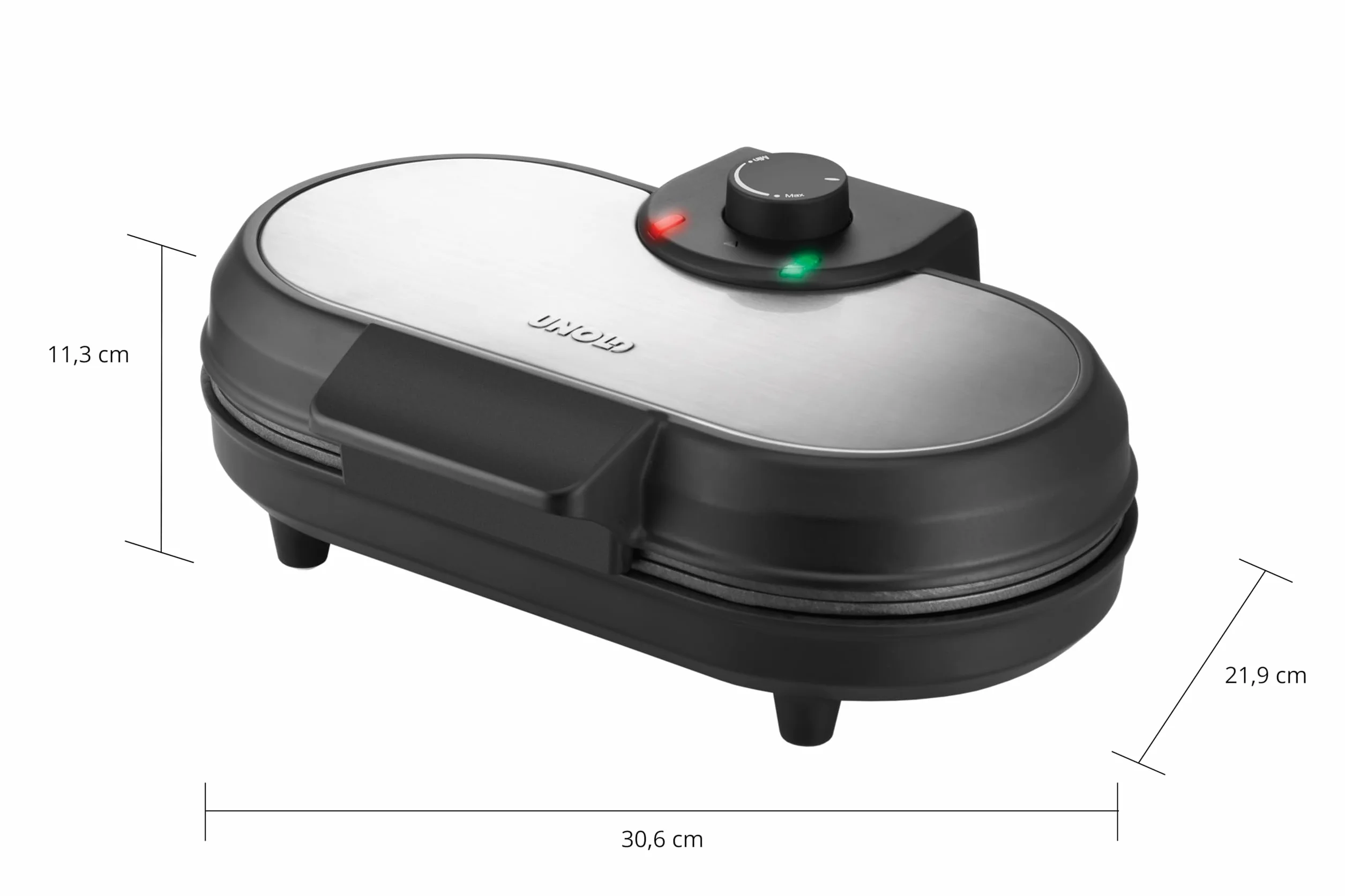 UNOLD 48165 podwójna maszyna do robienia pancake, czarna, stal nierdzewna, tworzywo sztuczne, 1 Load, Black