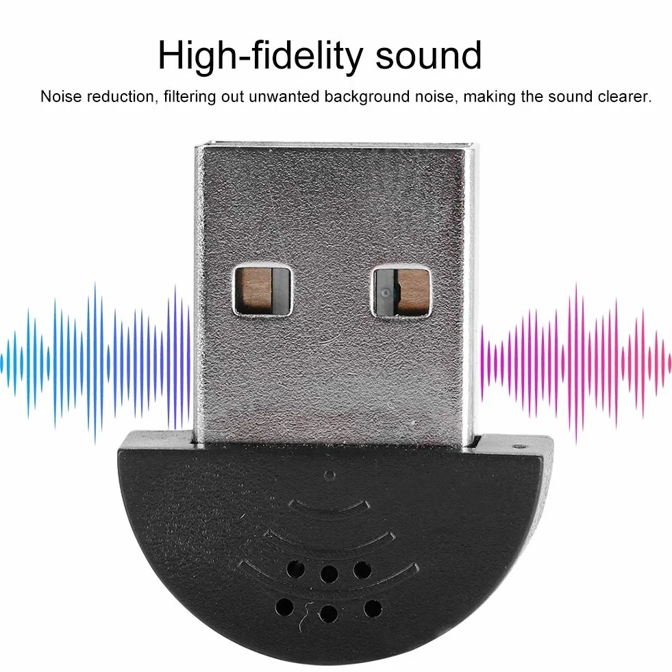 Mini mikrofon, przenośne studio USB Mowa 360 ° dookólna z tłumieniem szumów Nagrywanie mikrofonu Audio MIC Adapter do komputera PC (czarny)