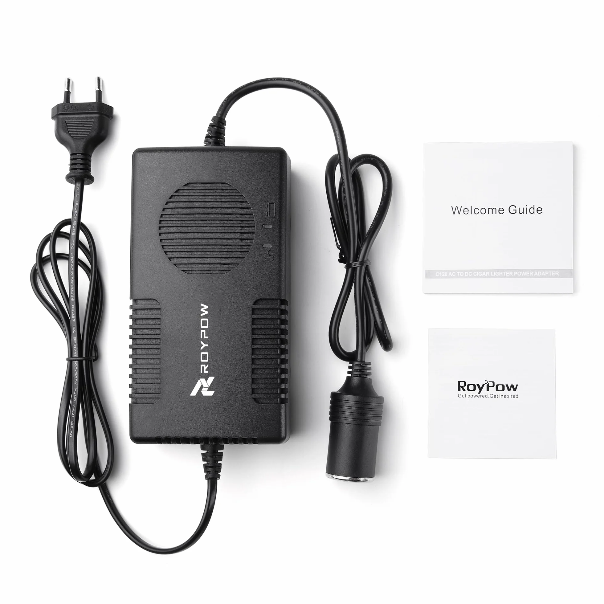 RoyPow 120 W (maks. 150 W) Zasilacz zasilania AC na DC 220 V/230 V/240 V do 12 V do gniazda zapalniczki samochodowej 12 V/10 A DC zasilacz transformatora konwertera
