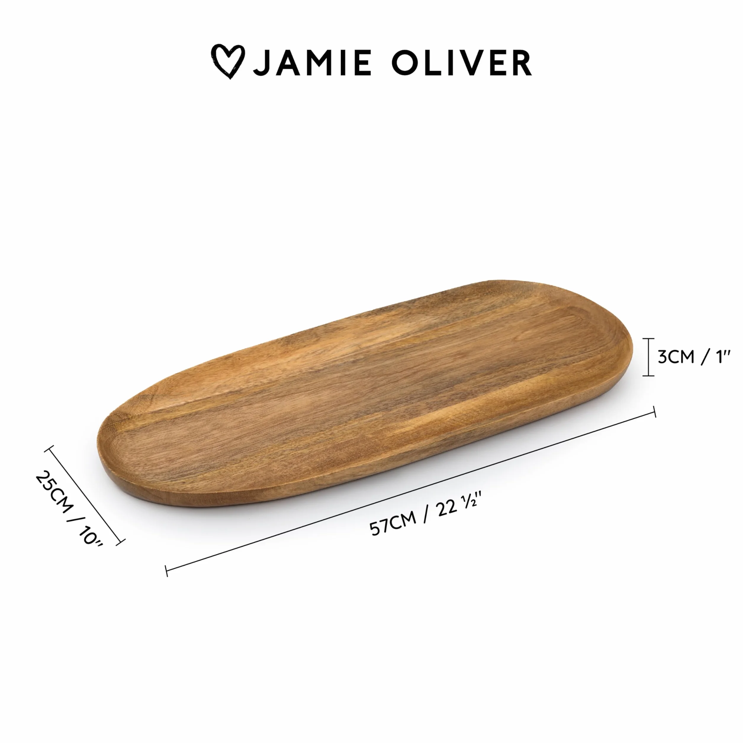 Jamie Oliver Big Love wszechstronna deska, wykonana z certyfikowanego przez FSC drewna mango, nieregularny owalny kształt, taca do serwowania, drewniane naczynia kuchenne, tylko pranie ręczne, 57 x 25