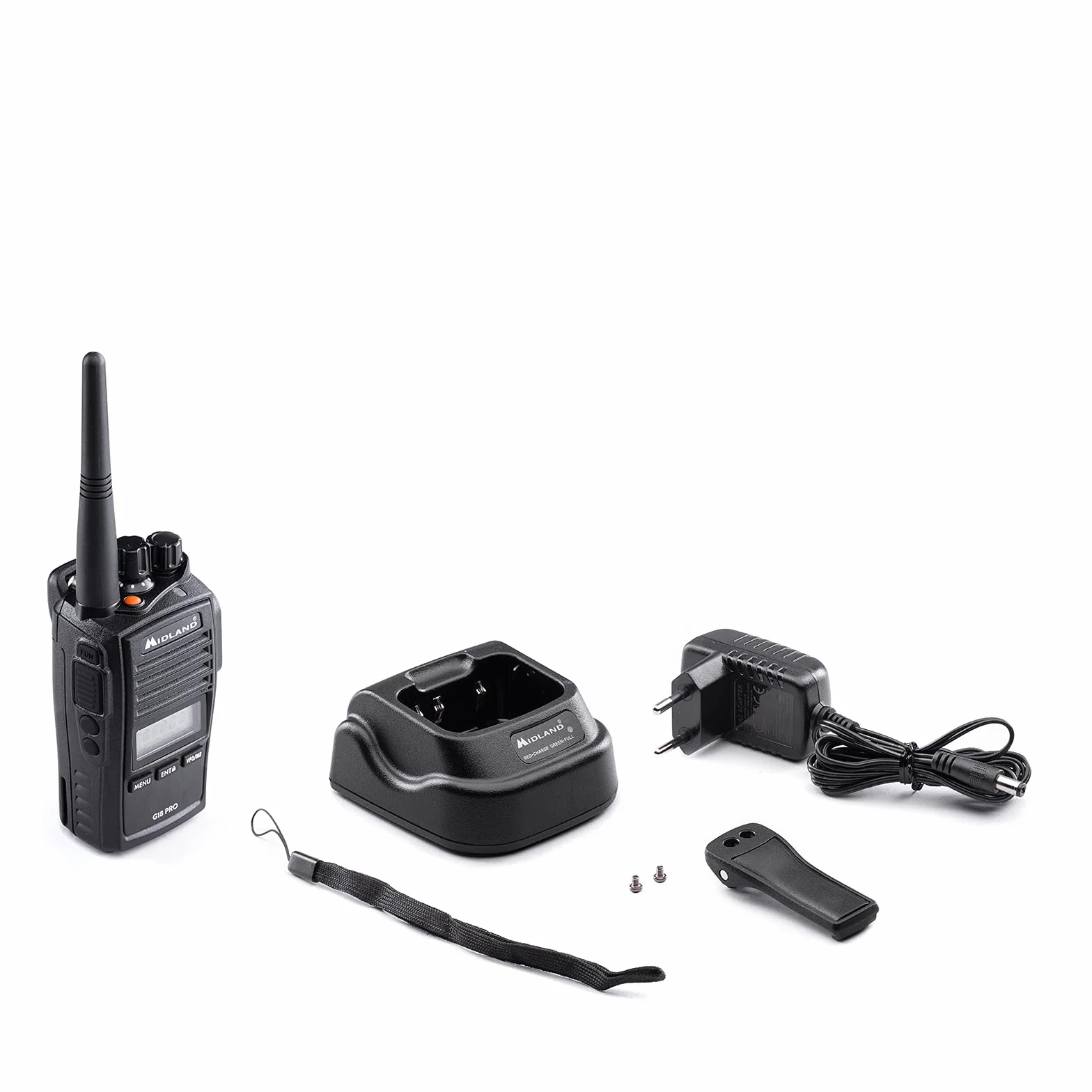 Midland G18 Pro C1145.02, Dwukierunkowy Radio, PMR446 Transceiver, Walkie Talkie Dual Band, Długi Zasięg Walkie Talkie, Bateria Litowa, Wodoodporny IP67, Czarny