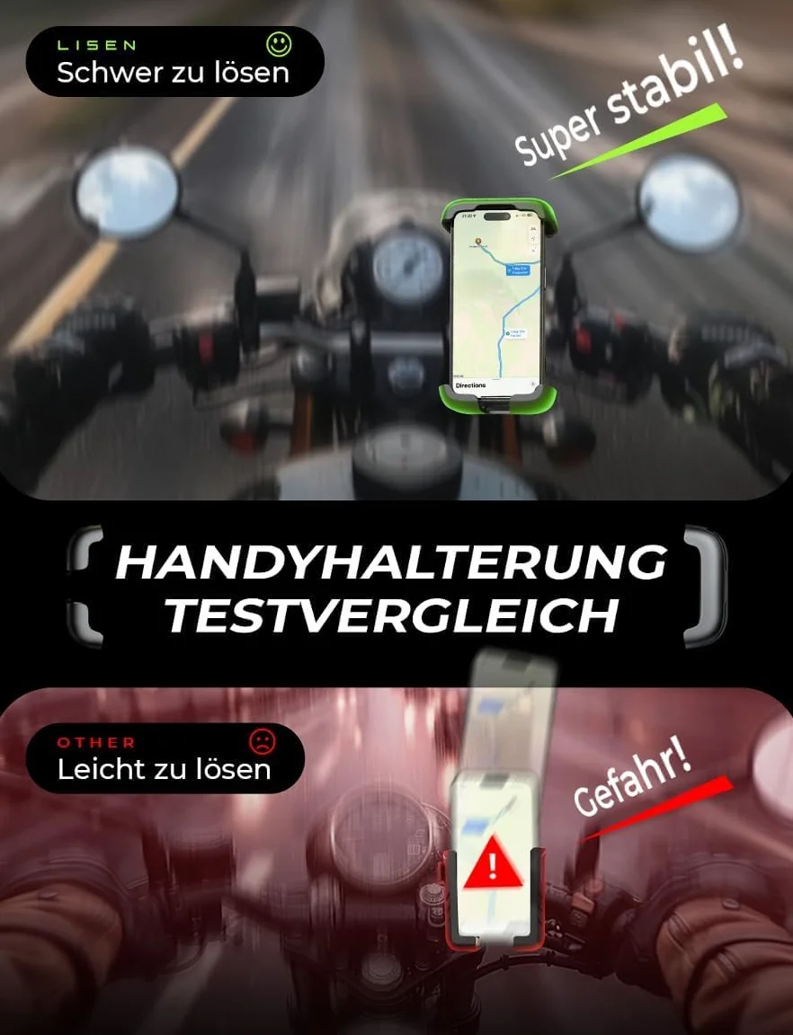 LISEN Uchwyt na telefon komórkowy na kierownicę rowerową, uniwersalny uchwyt na telefon komórkowy 360° z podwójnym zabezpieczeniem, uchwyt na smartfon do roweru do łatwego montażu, kompatybilny z