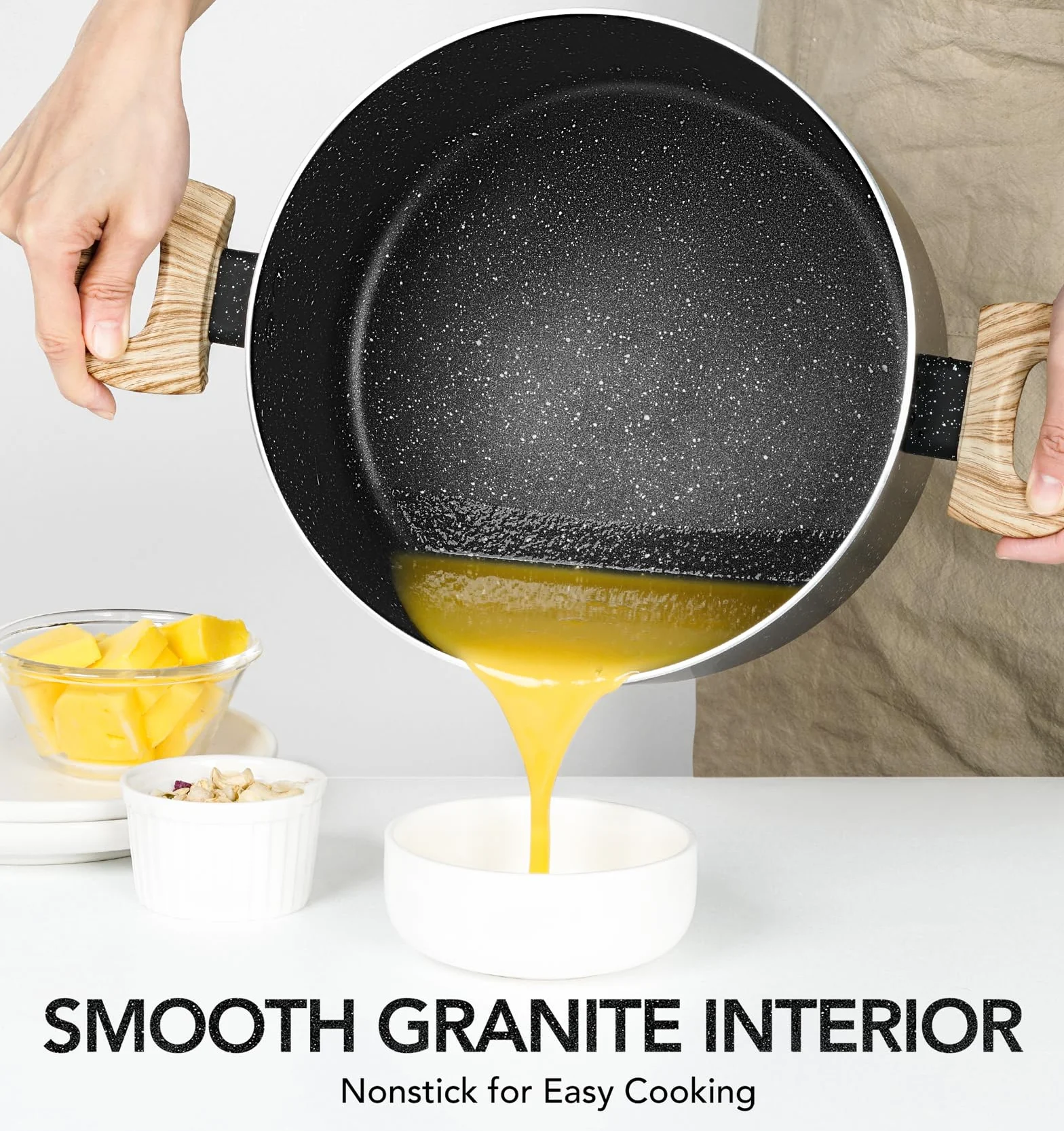 MICHELANGELO Garnek 24 cm z pokrywką 5 l granitowy nieprzywierający indukcyjny