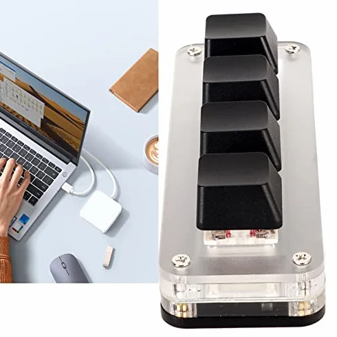 Mini Klawiatura USB, Programowalna Klawiatura DIY z Niestandardowym Pokrętłem, Mechaniczna Klawiatura do Programowania Gier z Makro, Jednoręczna Standardowa Klawiatura OSU HID do (4 klucze)