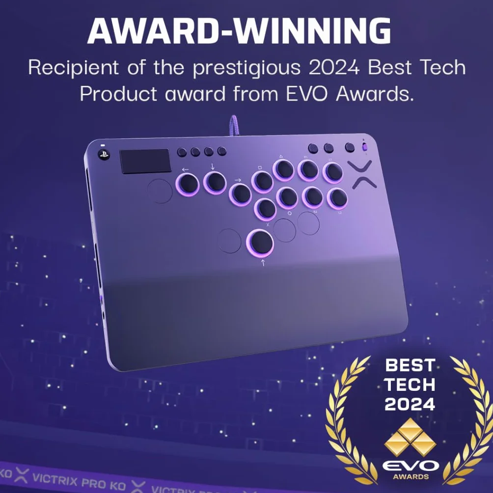 Turtle Beach Victrix Pro KO Leverless All Button Fight Stick for PlayStation 5, Officially Licensed PS5|PS4, Windows 10/11 PC, Customizable eSports Tournament Ready Controller, Gray