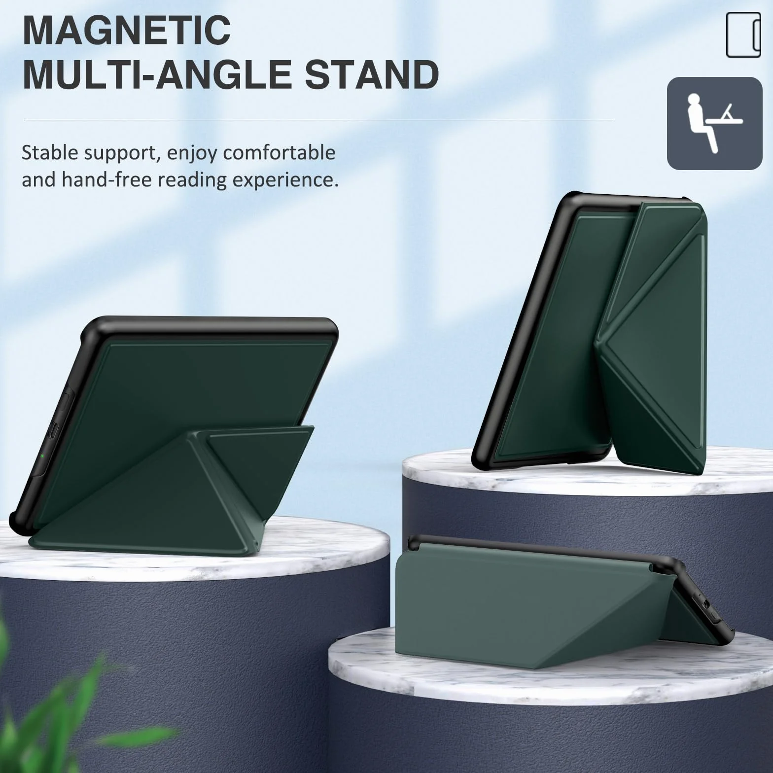 MoKo Case for All-New 7" Kindle Paperwhite 12th Generation 2024 and Kindle Colorsoft 2024/2025, Durable Shell Stand Case, Magnetic PC Back Cover, Not fit Kobo, Midnight Green