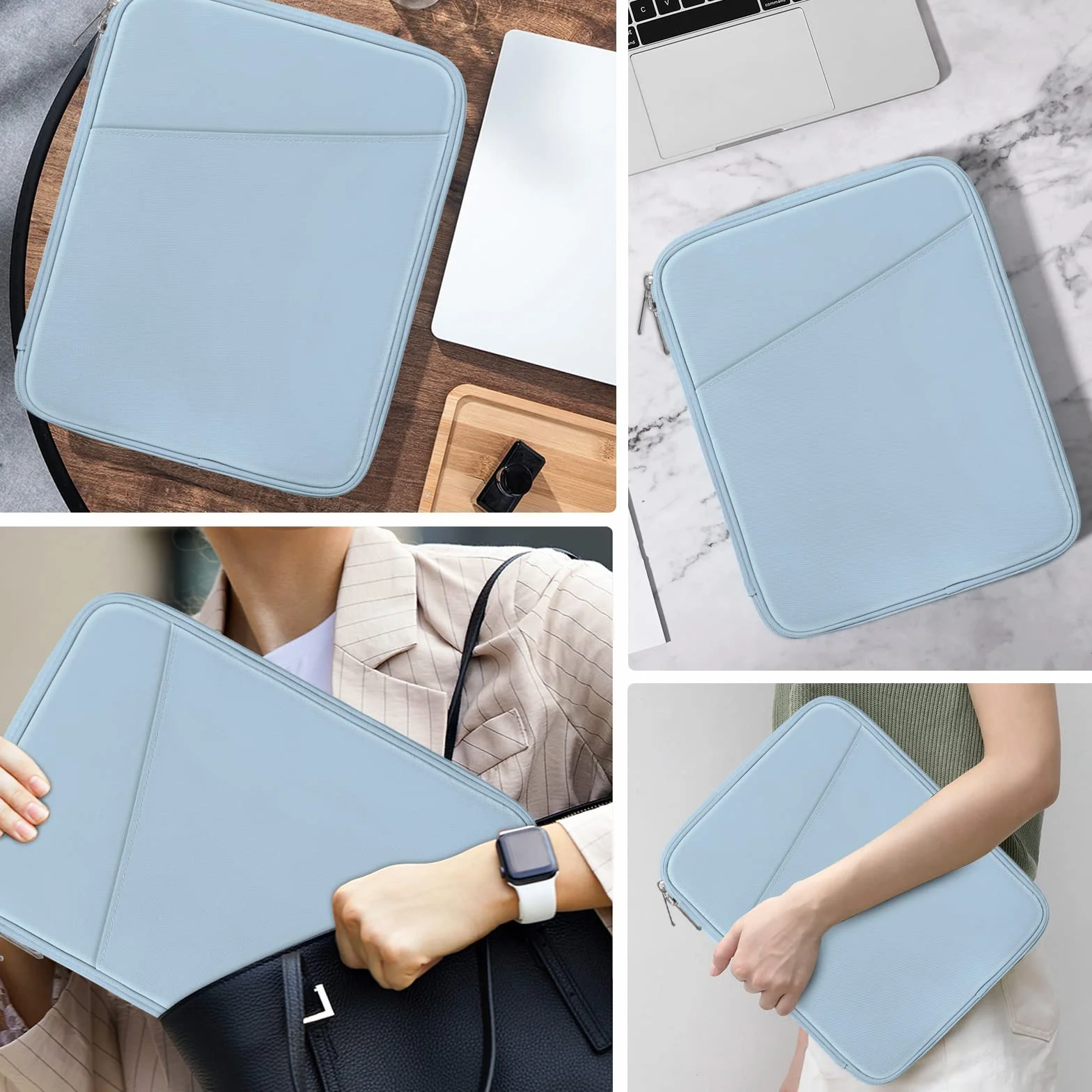 MoKo 9-11 Inch Tablet Sleeve Case, Fits iPad air 5 10.9" 2022, iPad Pro 11 M2 2022-2018, iPad 10th 10.9 2022, iPad Air 4 10.9, Tab S8/A7, Protective Bag Carrying Case with Pocket, Misty Blue