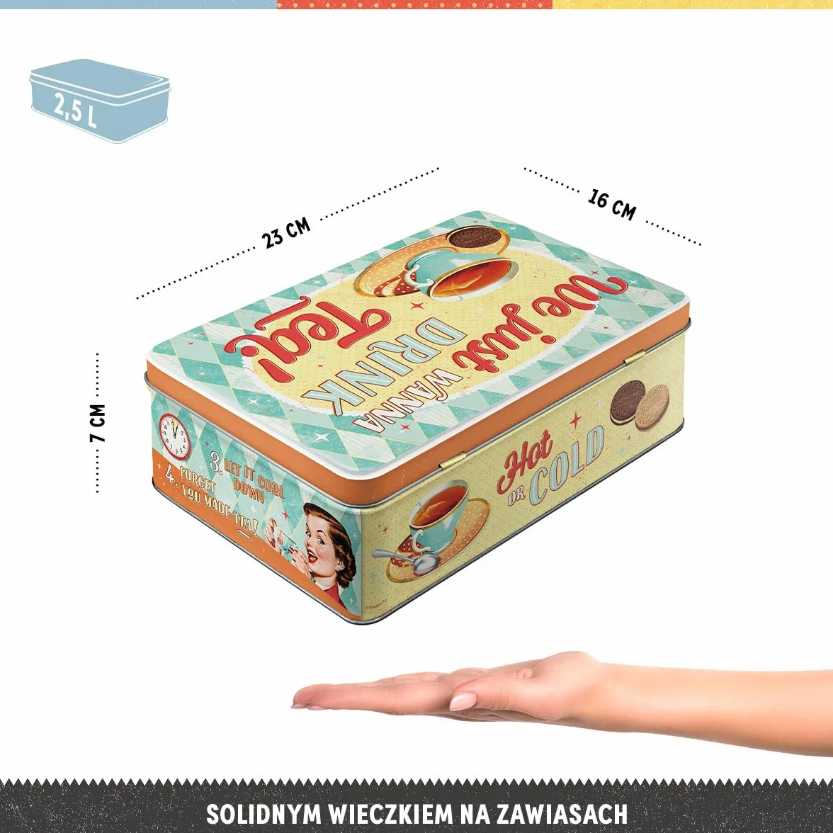 Nostalgic-Art Retro puszka płaska 2,5 l Tea & Cookies Together pojemnik na ciastka z metalu styl vintage