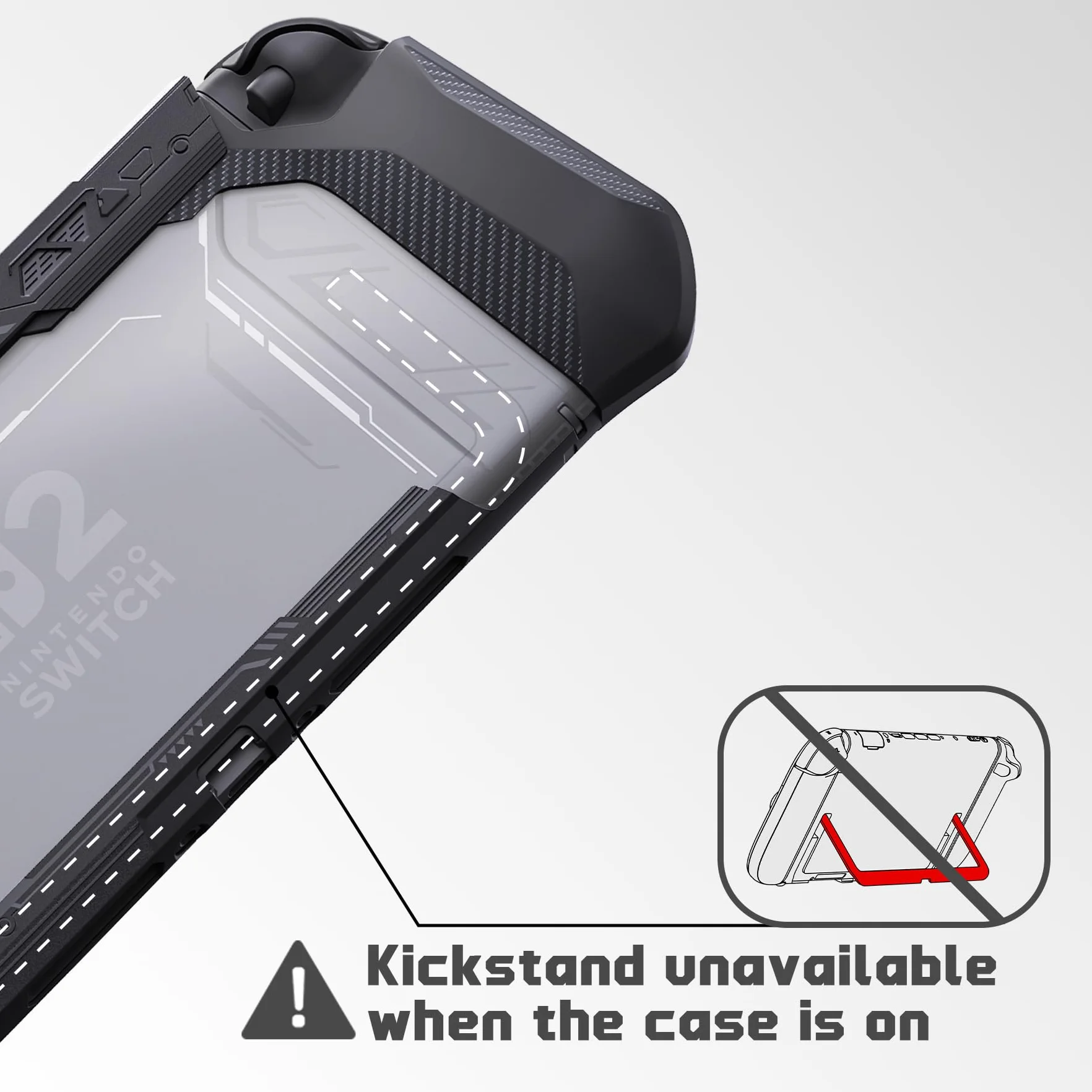 PlayVital Meteor Etui do Switch 2 Ochronny Pokrowiec do Switch 2 z Uchwytem Joycon,Dockable Osłona z Nakładkami na Joysticki–Czarny