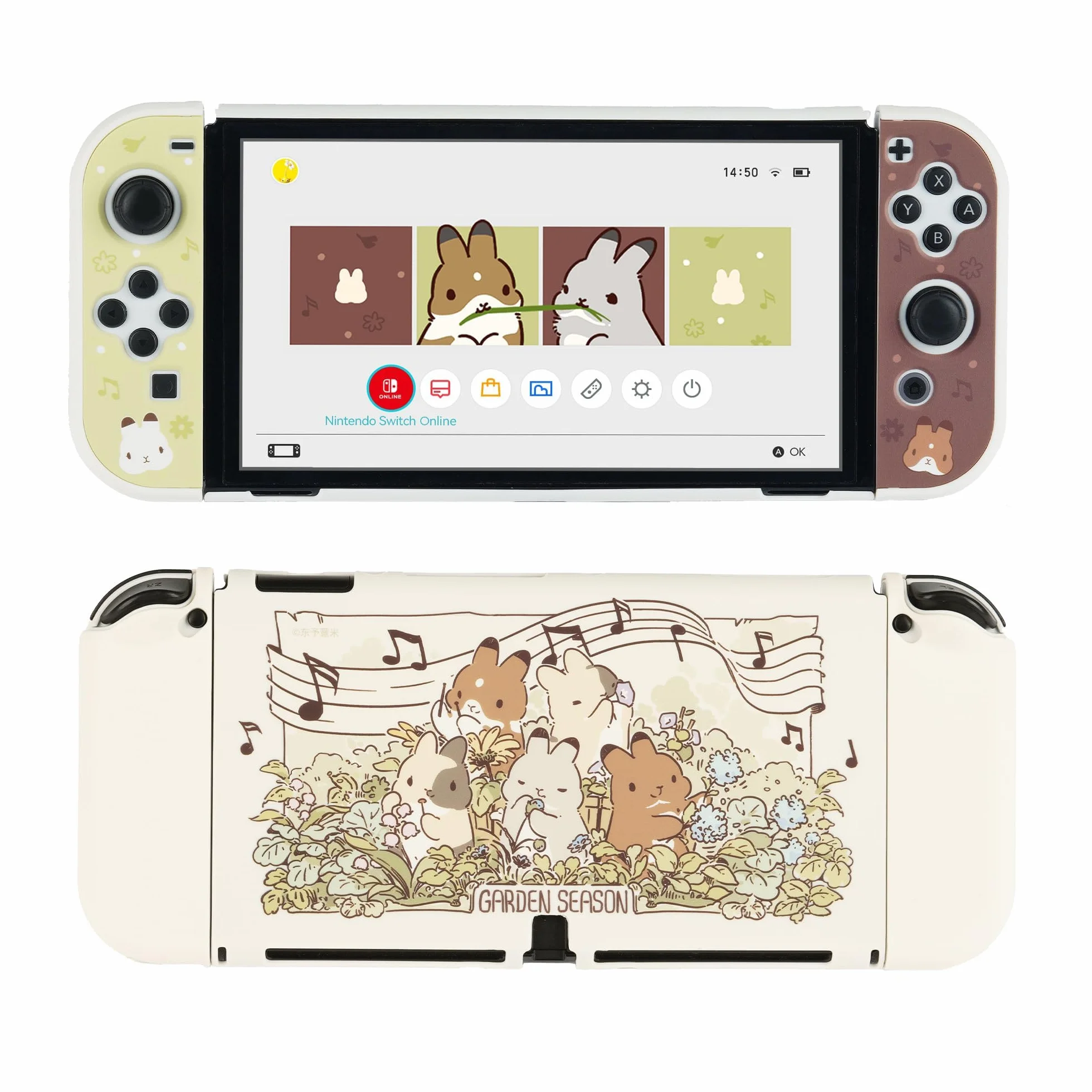 GeekShare Obudowa ochronna Slim Cover Case Kompatybilna z Switch OLED - Dockable Cover Hard PC Obudowa ochronna, Garden Season