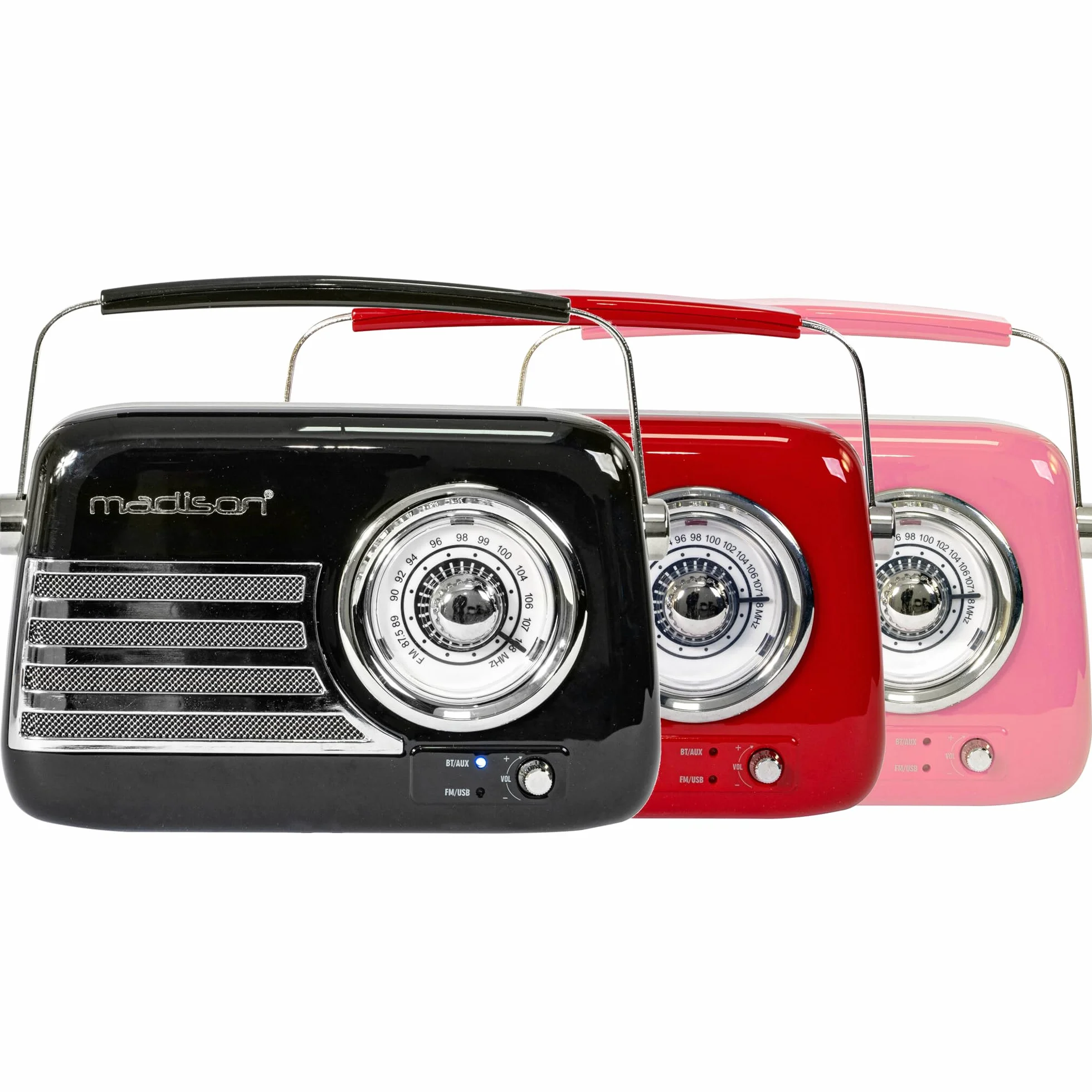Madison - FREESOUND-VR40B - 30W Vintage Long Battery Radio z Bluetooth, USB i FM - Czarny