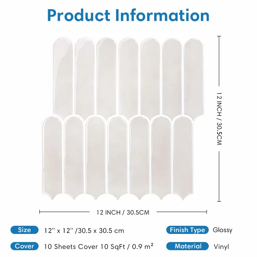COMSTICKC Upgrade Grubsze 3D klejone płytki kuchenne Beżowe, 10 sztuk, 3D naklejki na płytki Samoprzylepne 3D panele ścienne Płytki ścienne Samoprzylepne Tylna ściana kuchenna Łazienka, 30,5x30,5 cm