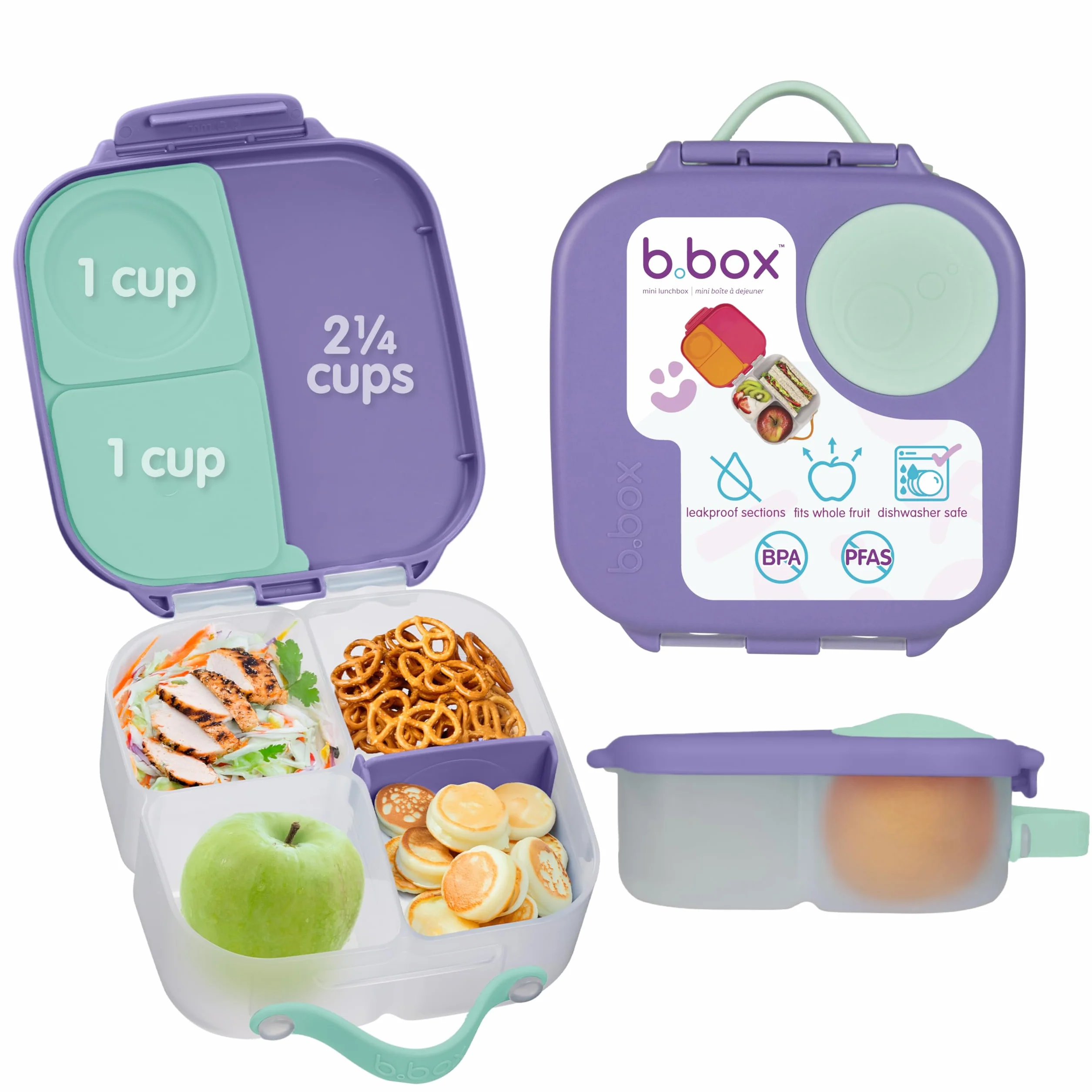 b.box Mini pudełko na lunch dla dzieci z 3 przegródkami, wolne od BPA