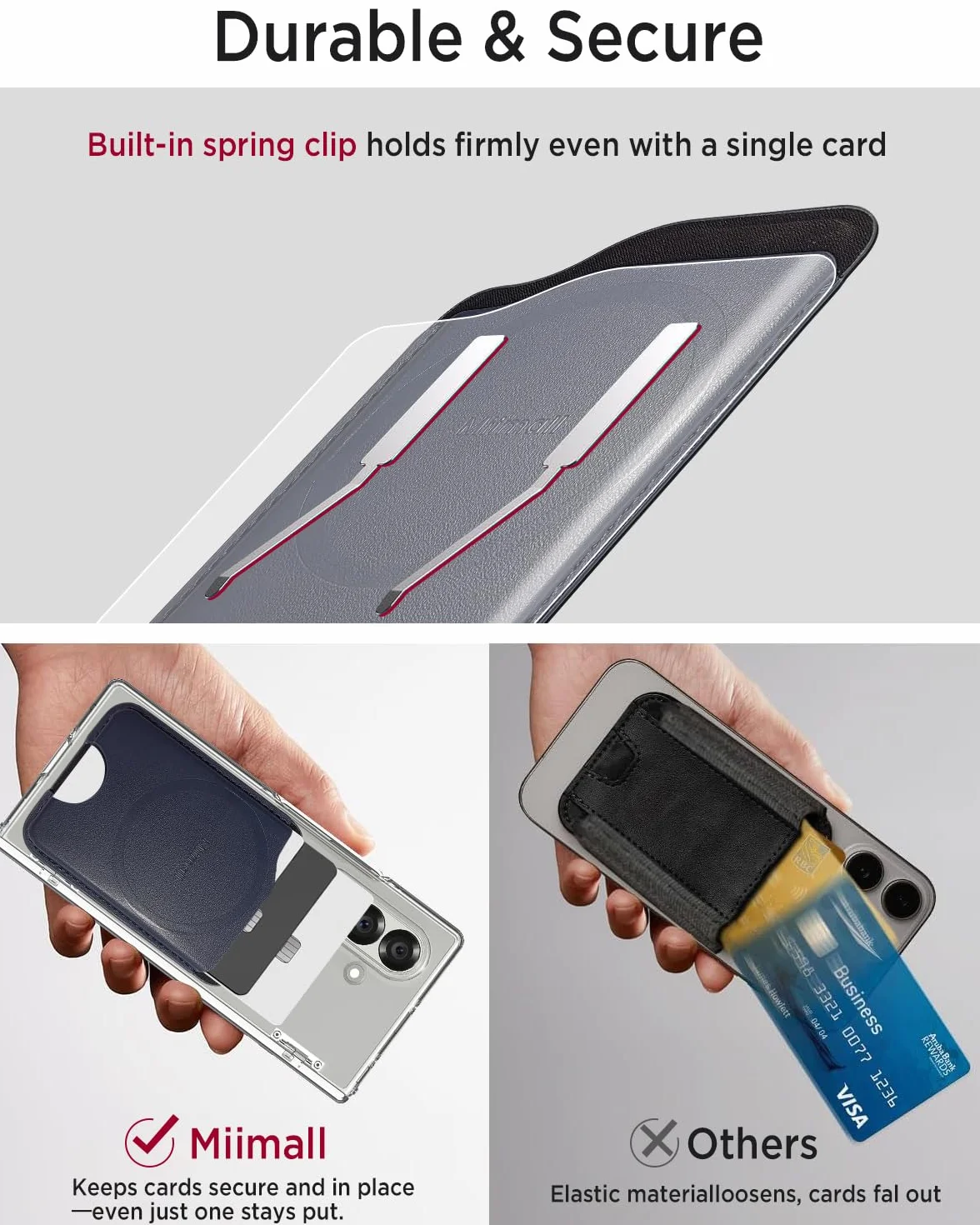 Miimall Odporny na brzuch portfel do Samsung Galaxy S25 S24 FE / Plus / Ultra/Z składany 7 / iPhone 16 15 Series, smukły skórzany portfel odporny na brzuch 3 etui na karty na telefon komórkowy