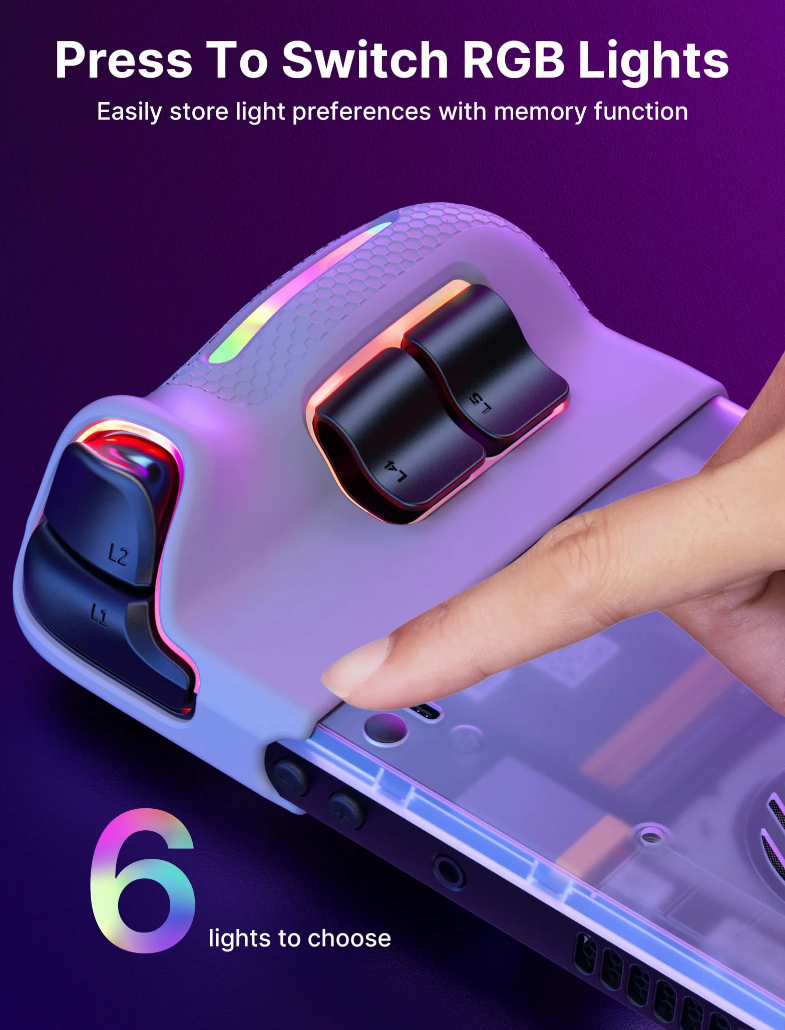 JSAUX Przezroczysta płyta tylna RGB kompatybilna z Steam Deck, DIY Clear Edition, kompatybilna z Steam Deck – wersja PC0106 RGB [kryształowa biel]