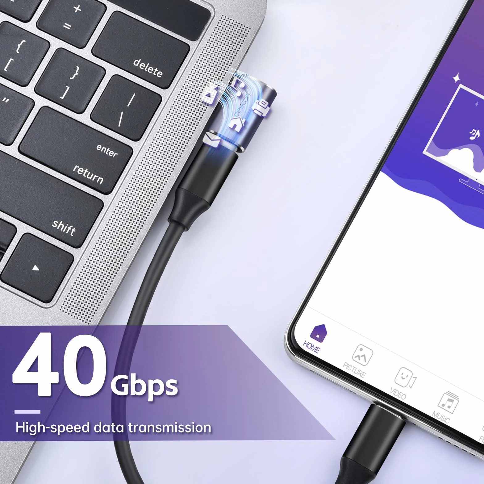 Aceyoon 3 Wtyczki Kątowe USB C, 90 Stopni, Adapter 40 Gbps/100 W/Gen 2, Obsługuje Wideo 8K 60 Hz i Szybkie Ładowanie PD, Do Telefonu Komórkowego, Laptopa i Tabletu