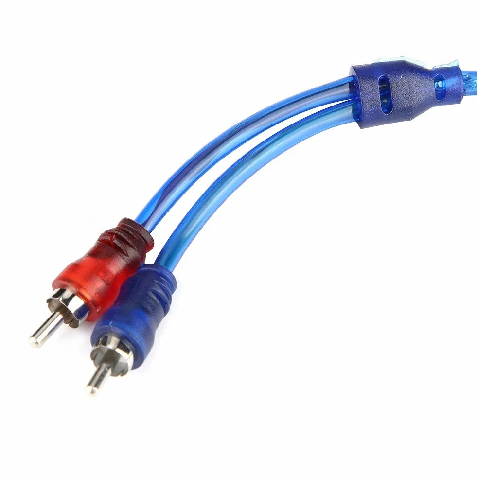 Qiilu 5 Meter Car-Audio-Kabel, AUTO Car Blue Transparentes Cinch-Audio-Verbindungskabel Ultra Flexibel