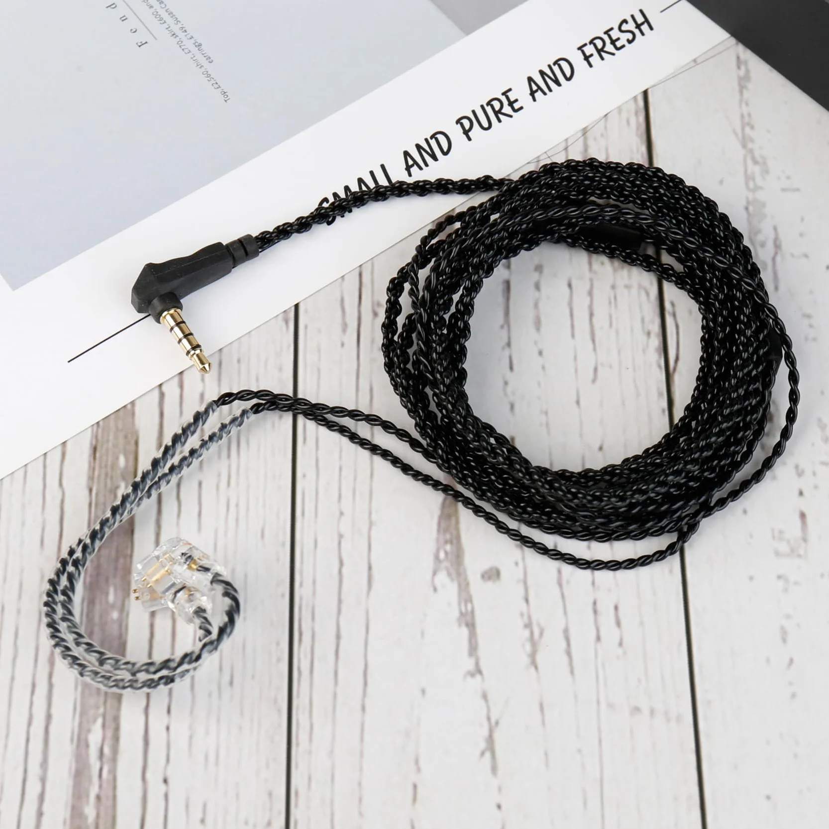 KBEAR Kabel IEM KS1, długość 2 m, CCZ C01 4N OFC, ulepszone zamienne kable douszne do CCZ Melody, DC01 PRO, MC02, DC02, DC03, NC01, KS2, Storm, 2 m, piny TFZ bez mikrofonu, czarny
