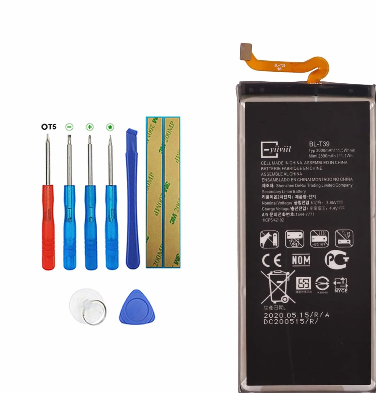BL-T39 bateria zamienna kompatybilna z LG G7, LG G7, ThinQ G710, LG K30 (2019) LM-X320EMW z zestawem narzędzi