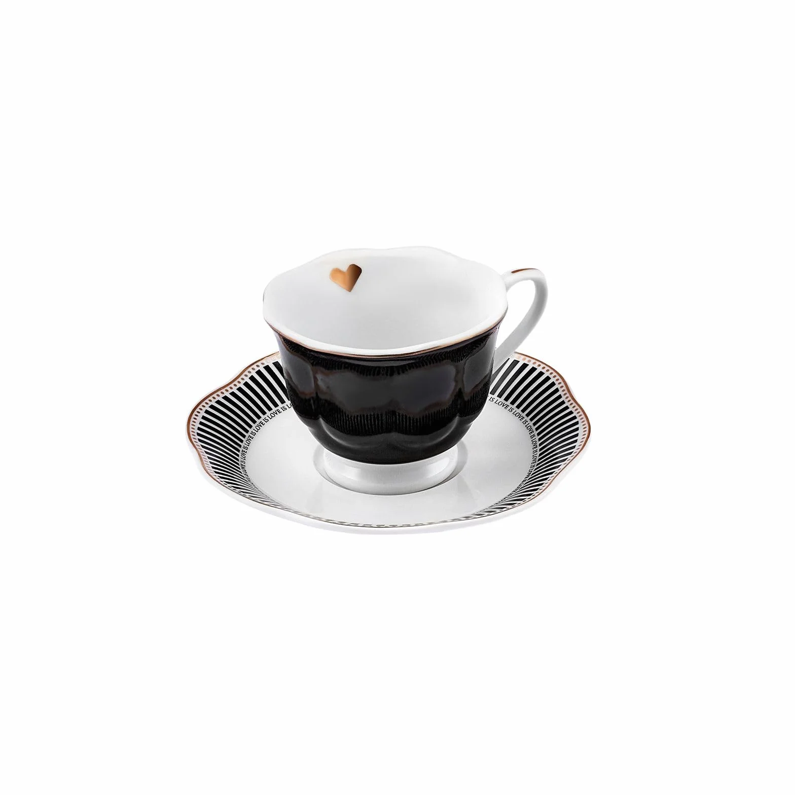 Karaca Piraye 12-częściowy porcelanowy zestaw filiżanek do kawy tureckiej dla 6 osób, 80 ml, czarno-biały, wielokolorowy