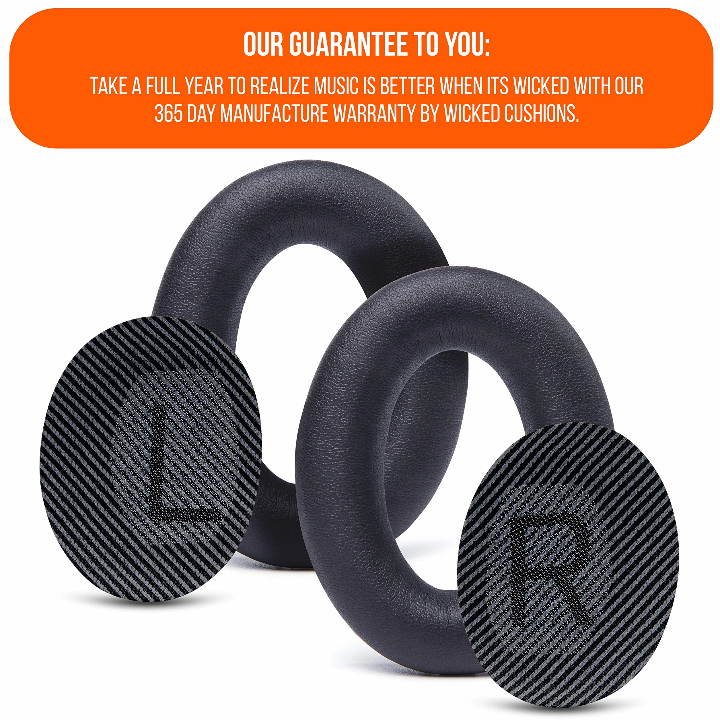 WC Wicked Cushions Upgraded Replacement Ear Pads for Bose QC35 & QC35ii (QuietComfort 35) Headphones & More - Softer Leather, Luxurious Memory Foam, Added Thickness, Extra Durability | (Black)