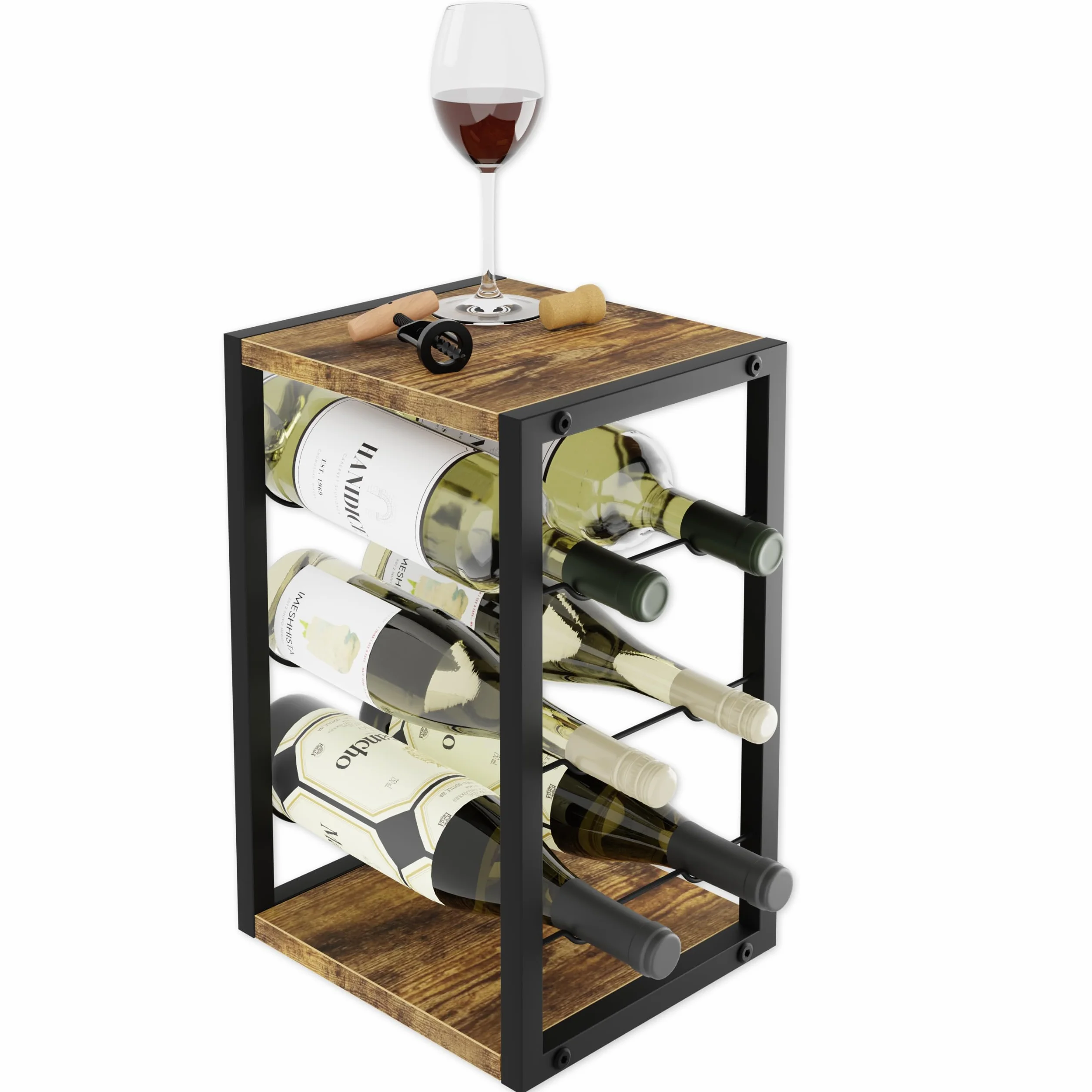 Lenmar Seria LOFT metalowy stojak na wino 6 butelek 21x24x37 cm