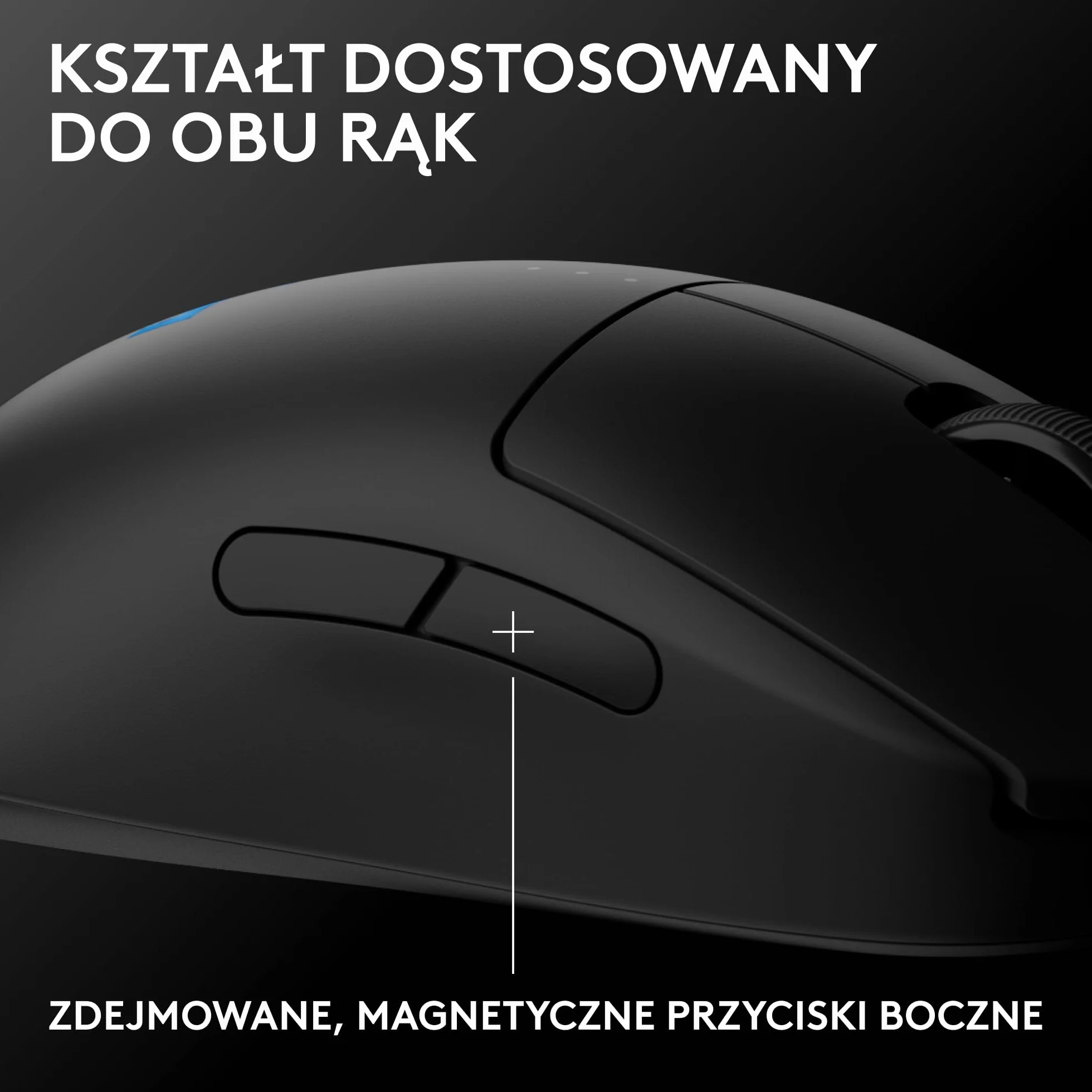 Logitech G PRO 2 LIGHTSPEED, bezprzewodowa mysz do gier, oburęczna, z maks. 4 konfigurowalnymi, przełączanymi magnetycznymi przyciskami bocznymi, czujnikiem 44K DPI, ładowaniem USB-C, PC/Mac - Czarny