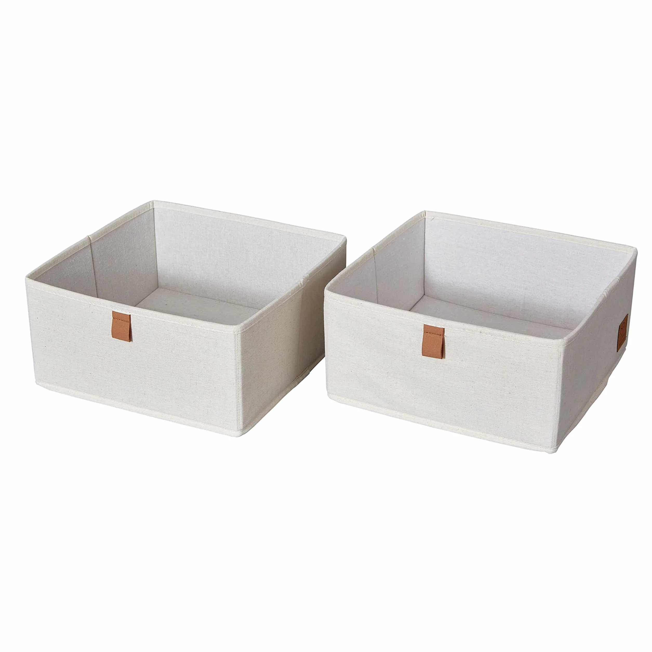 Love IT Store IT 2-częściowy organizer do szafy na ubrania z mieszanki lnu i bawełny, wzmocniony kartonem, zestaw z dwoma dużymi pudełkami, kolor beżowy, 30 x 30 x 15 cm