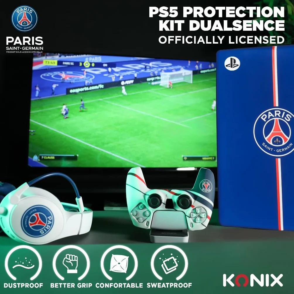 Konix PSG Silikonowe etui ochronne na kontroler DualSense PS5 - niebieski biały i czerwony