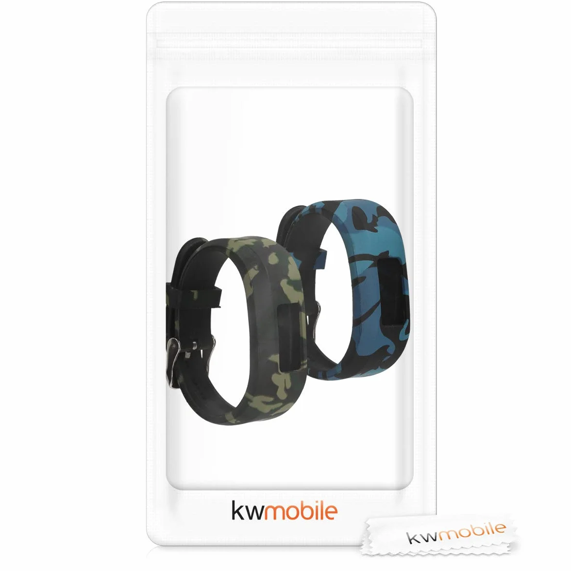 kwmobile Pasek do zegarka TPU kompatybilny z Garmin Vivofit jr. / jr. 2-2 x tracker fitness, zapasowy pasek sportowy na nadgarstek, zestaw kamuflażowy czarny/jasnozielony/ciemnozielony