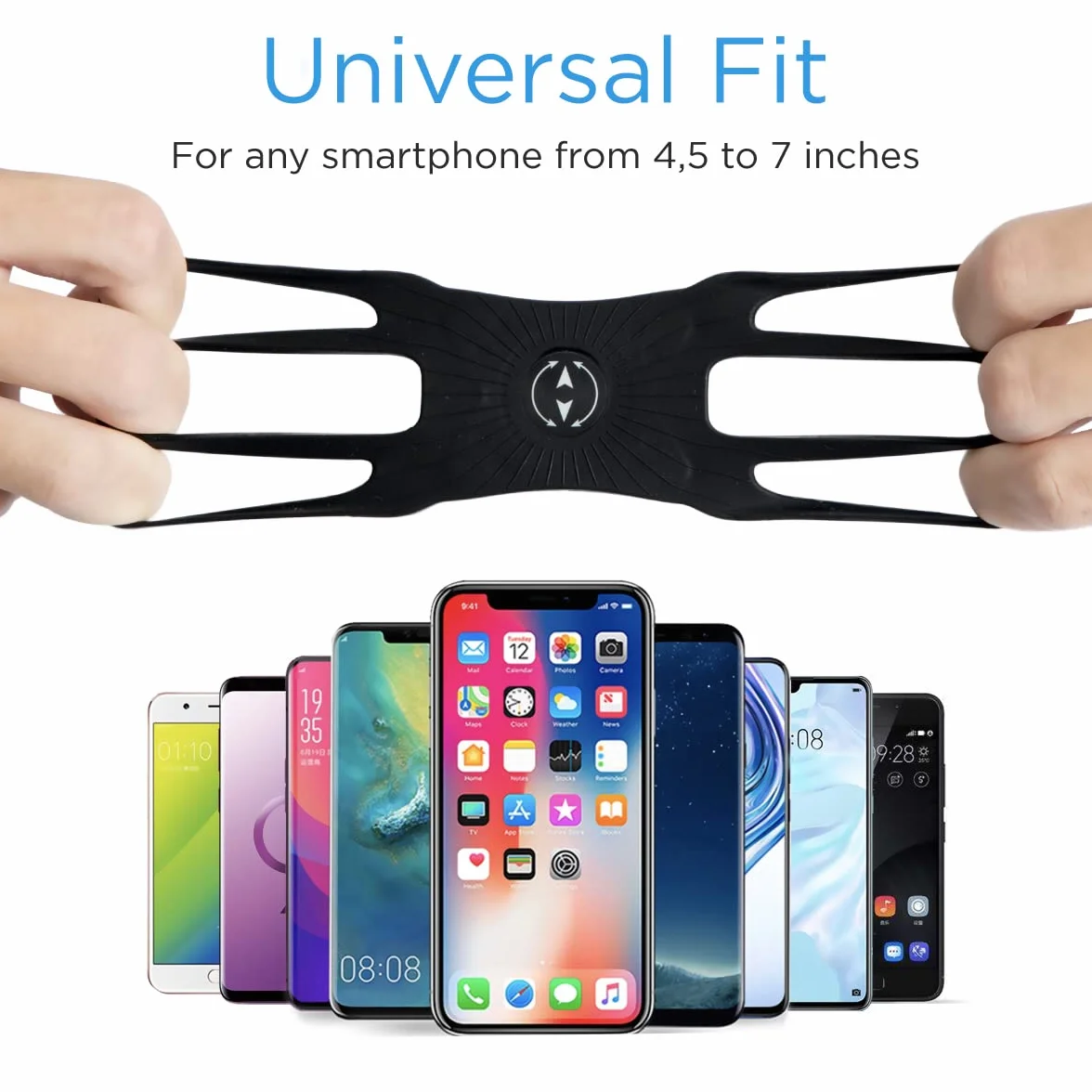 Nadgarstek i opaska 2 w 1: Uniwersalna, do smartfonów do 7 cali Obrót o 360° Kompatybilny iPhone, Samsung, Xiaomi - Czarny