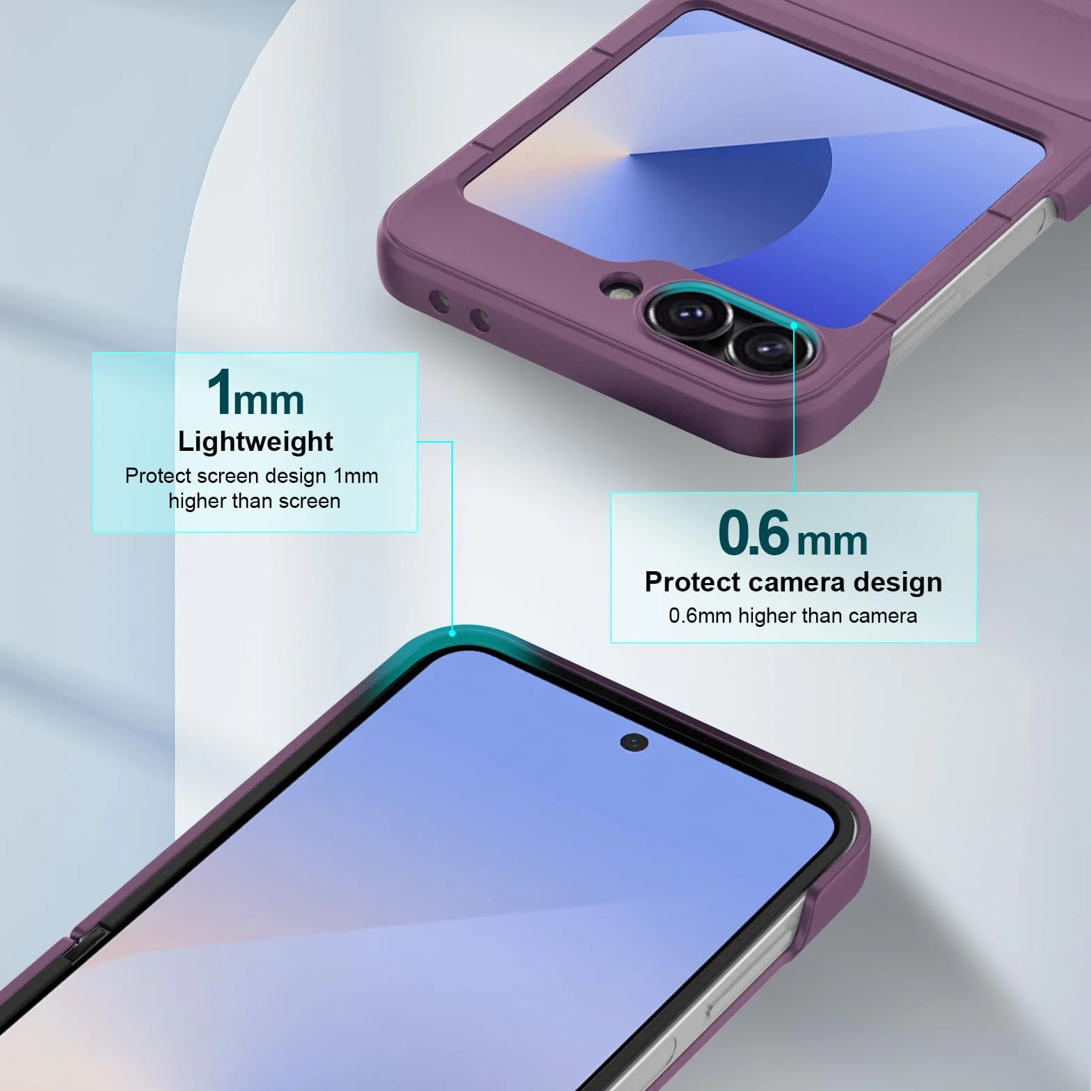 Silikonowy Etui do Samsung Galaxy Z Flip 6, Miękką Wyściółką Wewnętrzną z Mikrofibry, Obiektywem Aparatu Pełna Ochrona, Osłona Odporna na Uderzenia - fioletowe